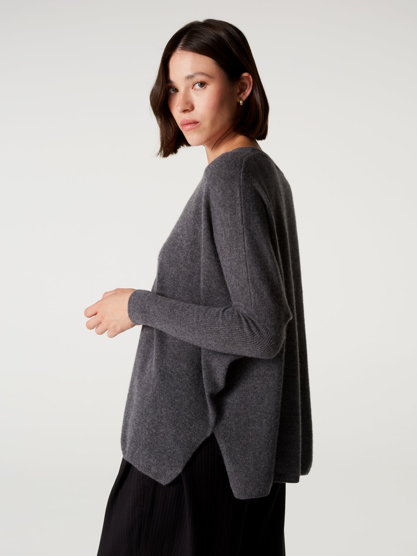 cardigan poncho alison - Cachemire - dark grey melange