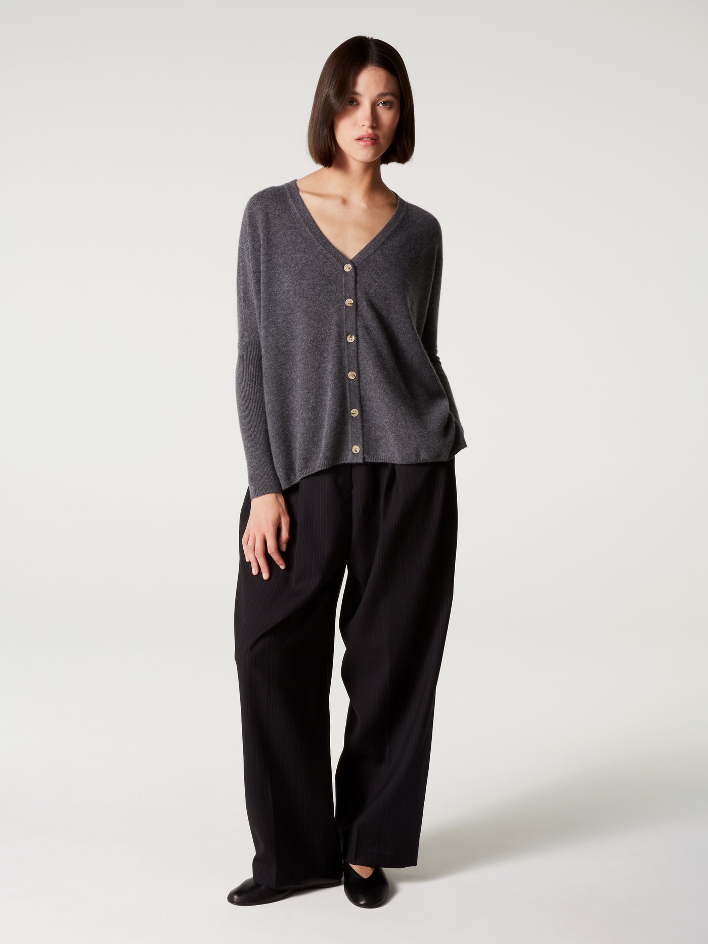 cardigan poncho alison - Cachemire - dark grey melange