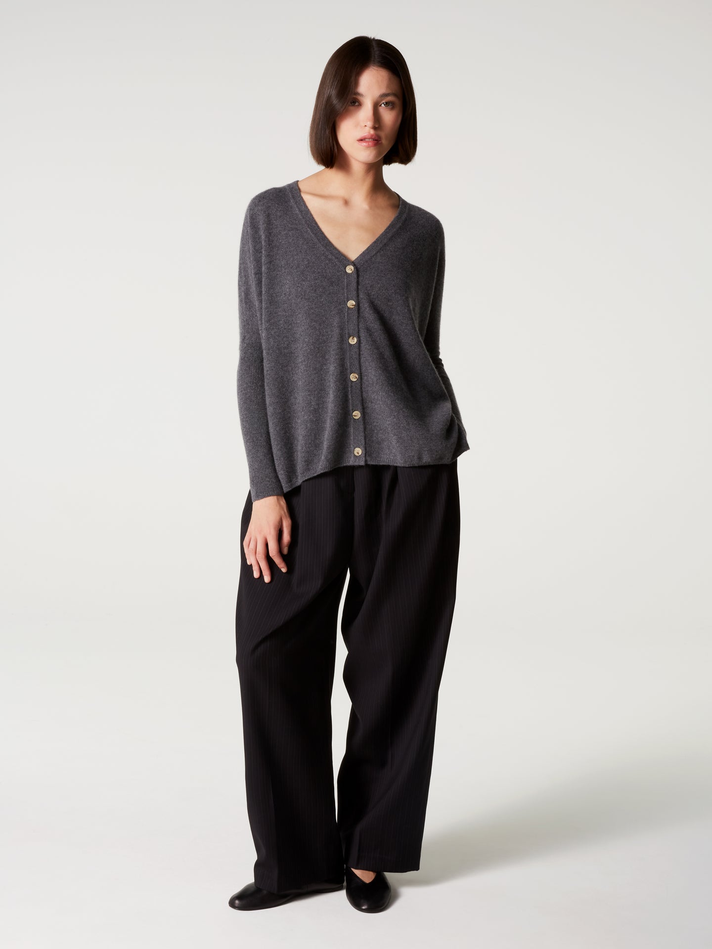 cardigan poncho alison - Cachemire - dark grey melange