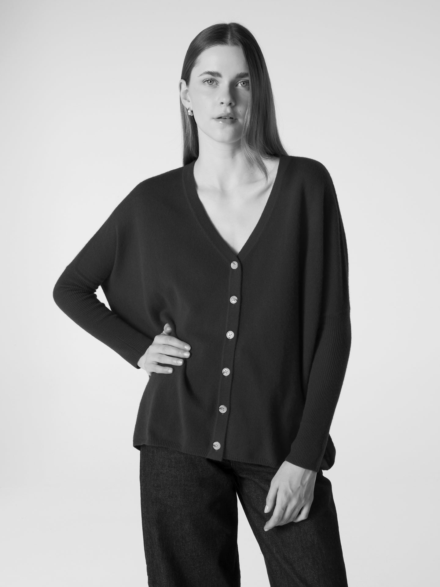 Poncho-Cardigan Alison - Kaschmir - Schwarz
