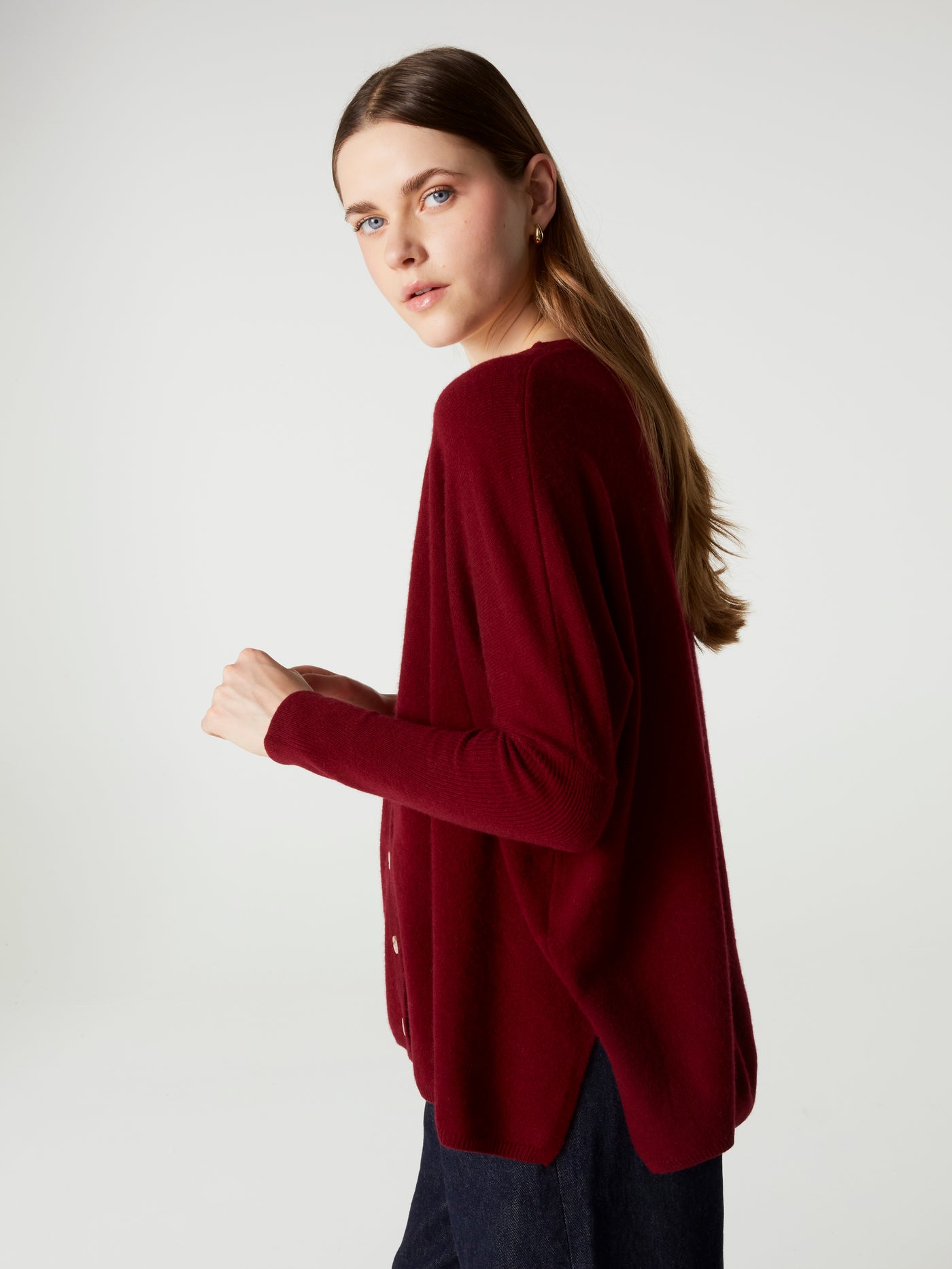 cardigan poncho alison - Cachemire - deep cherry