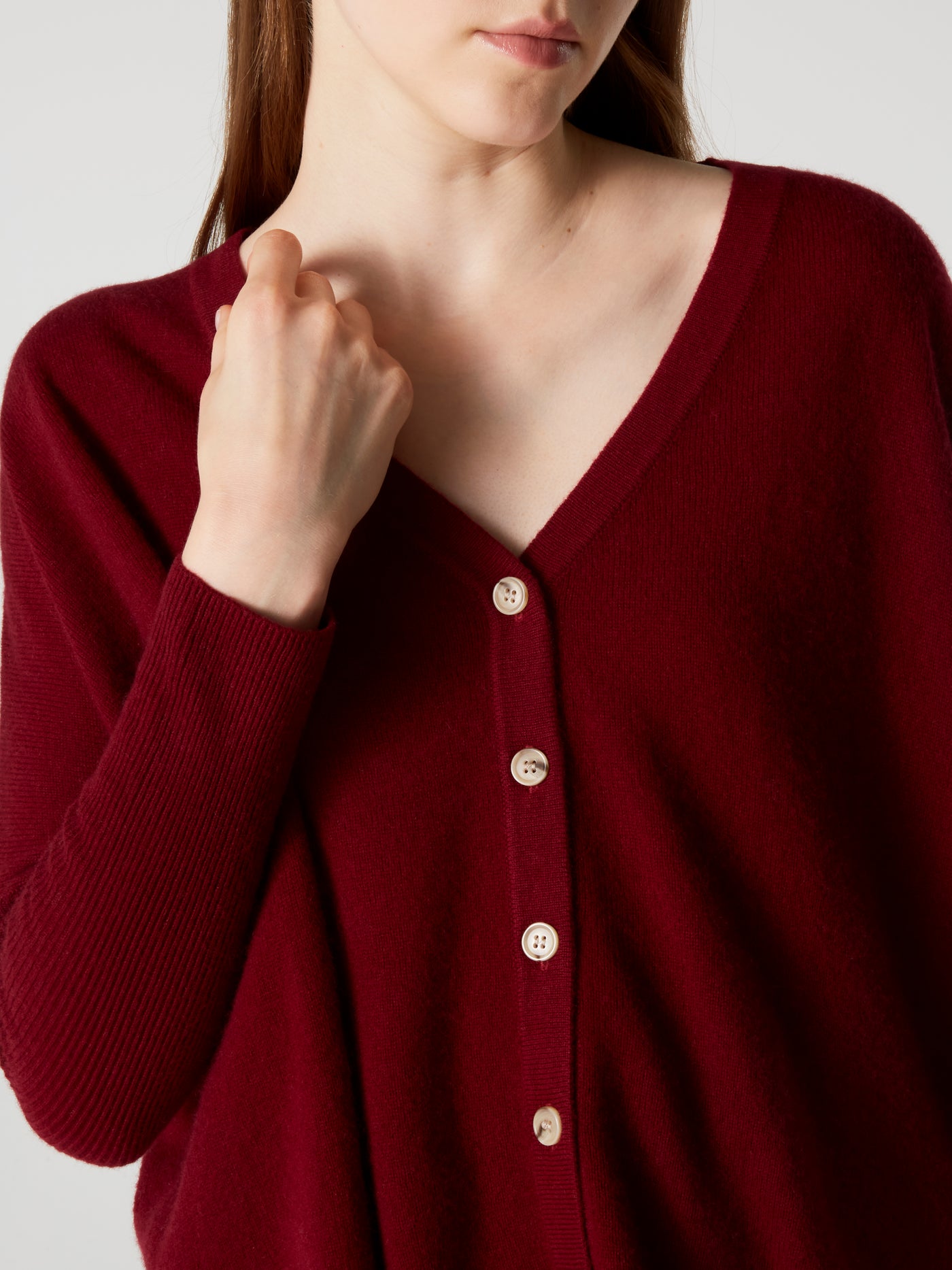 cardigan poncho alison - Cachemire - deep cherry