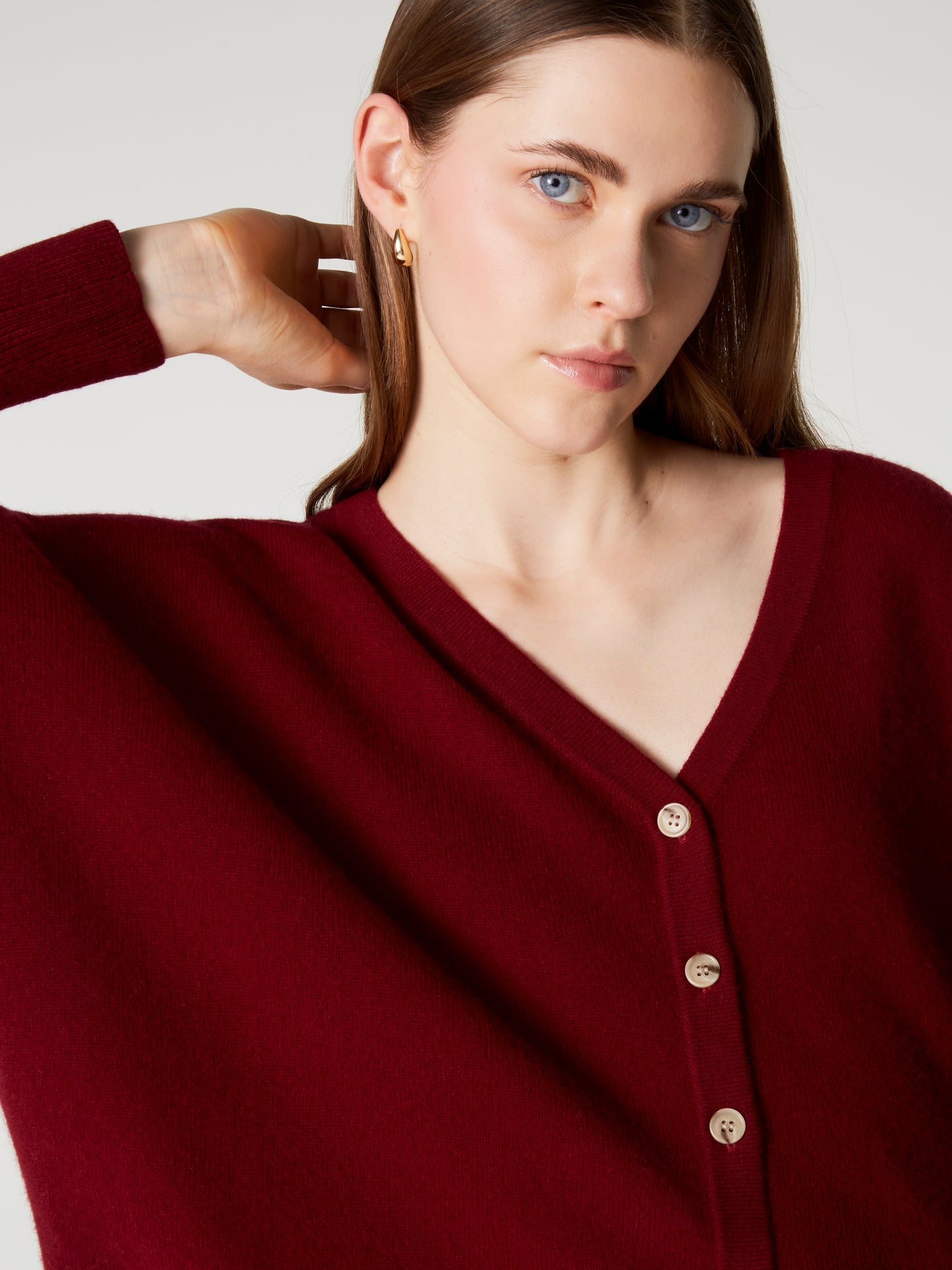 cardigan poncho alison - Cachemire - deep cherry