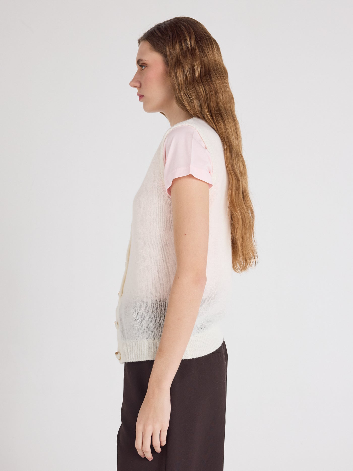 tayler - Gilet 100% cachemire - cream