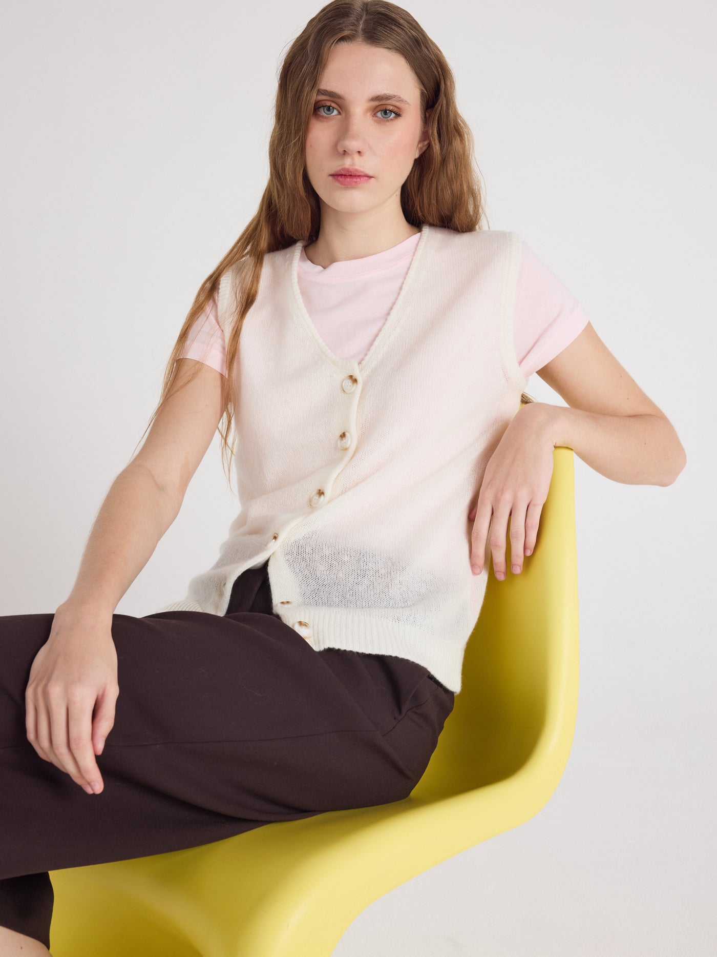 tayler - Gilet 100% cachemire - cream