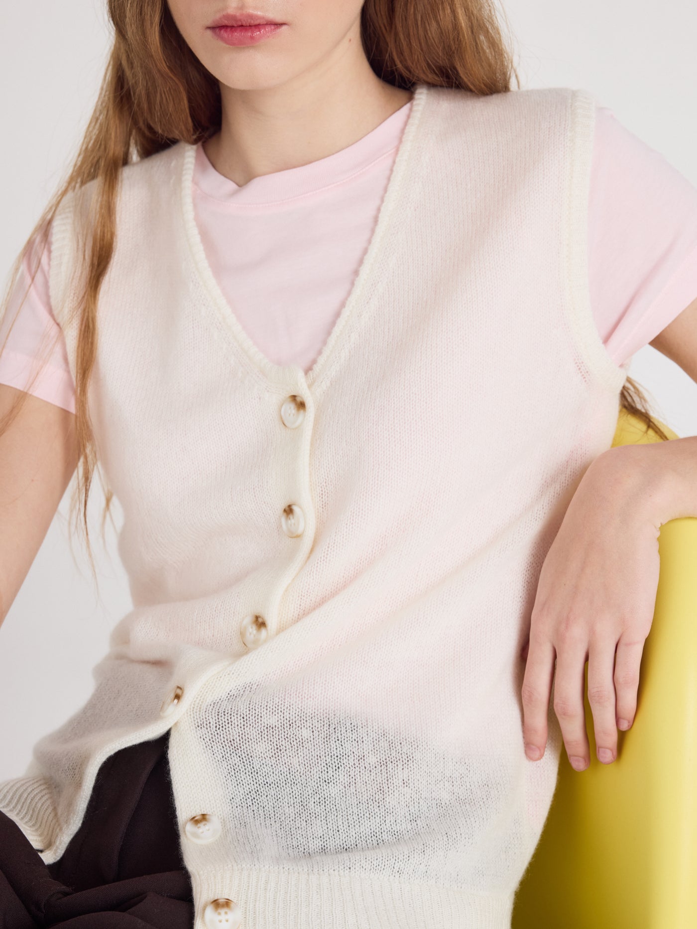 tayler - Gilet 100% cachemire - cream