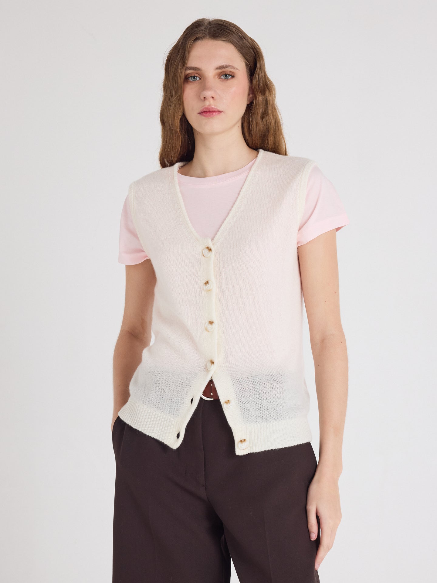 tayler - Gilet 100% cachemire - cream