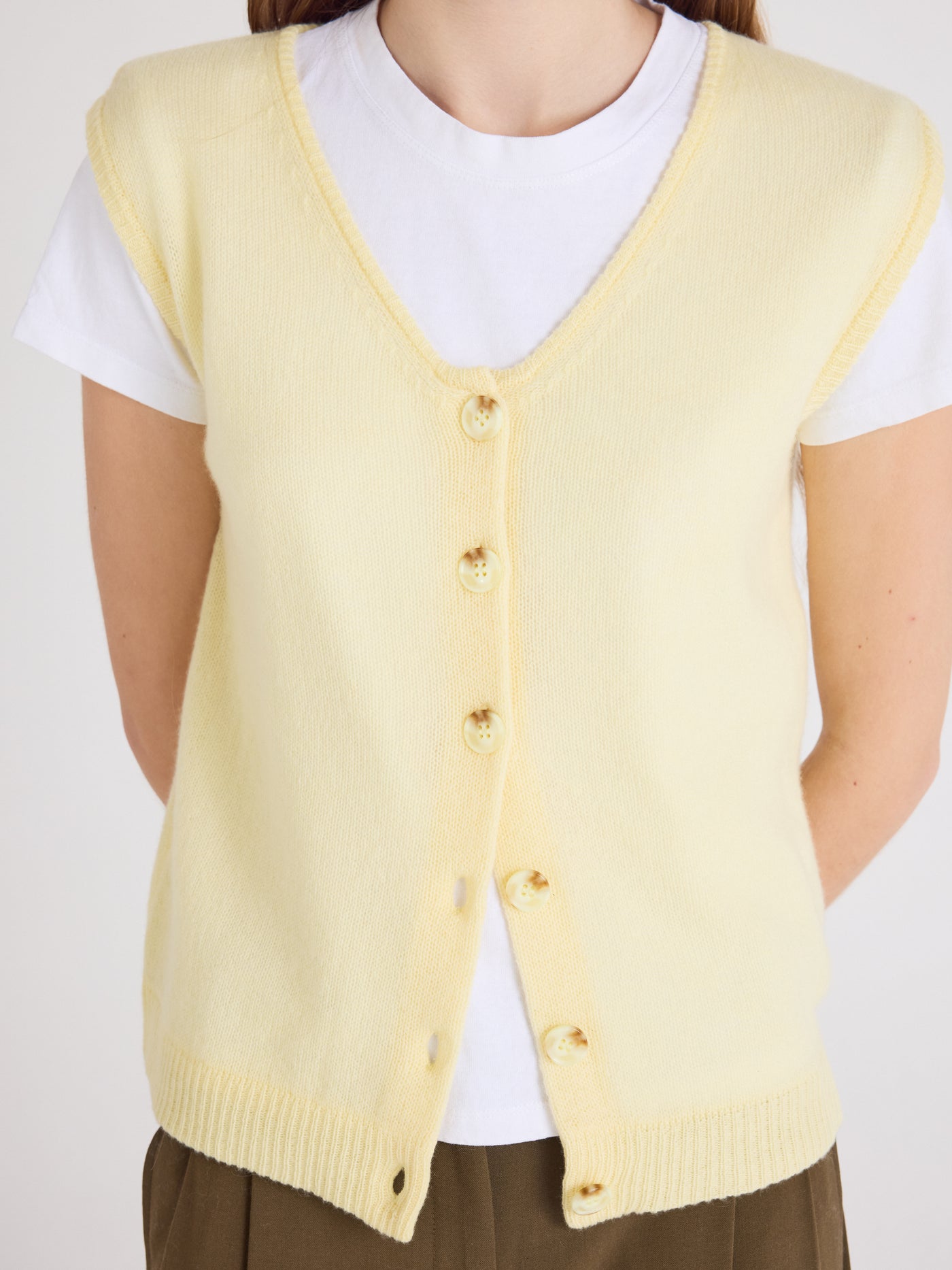 tayler - Gilet 100% cachemire - limelight