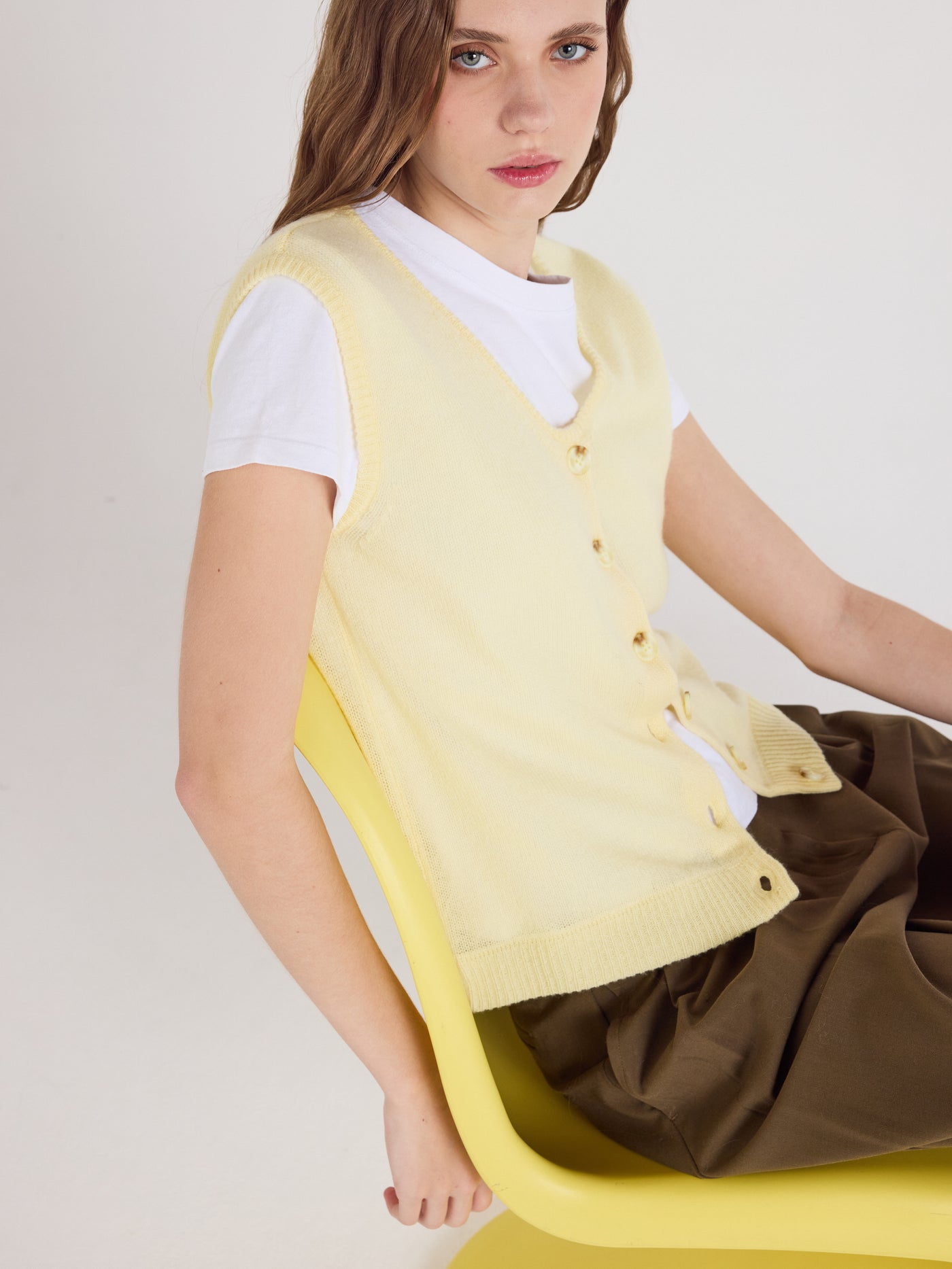 tayler - Gilet 100% cachemire - limelight