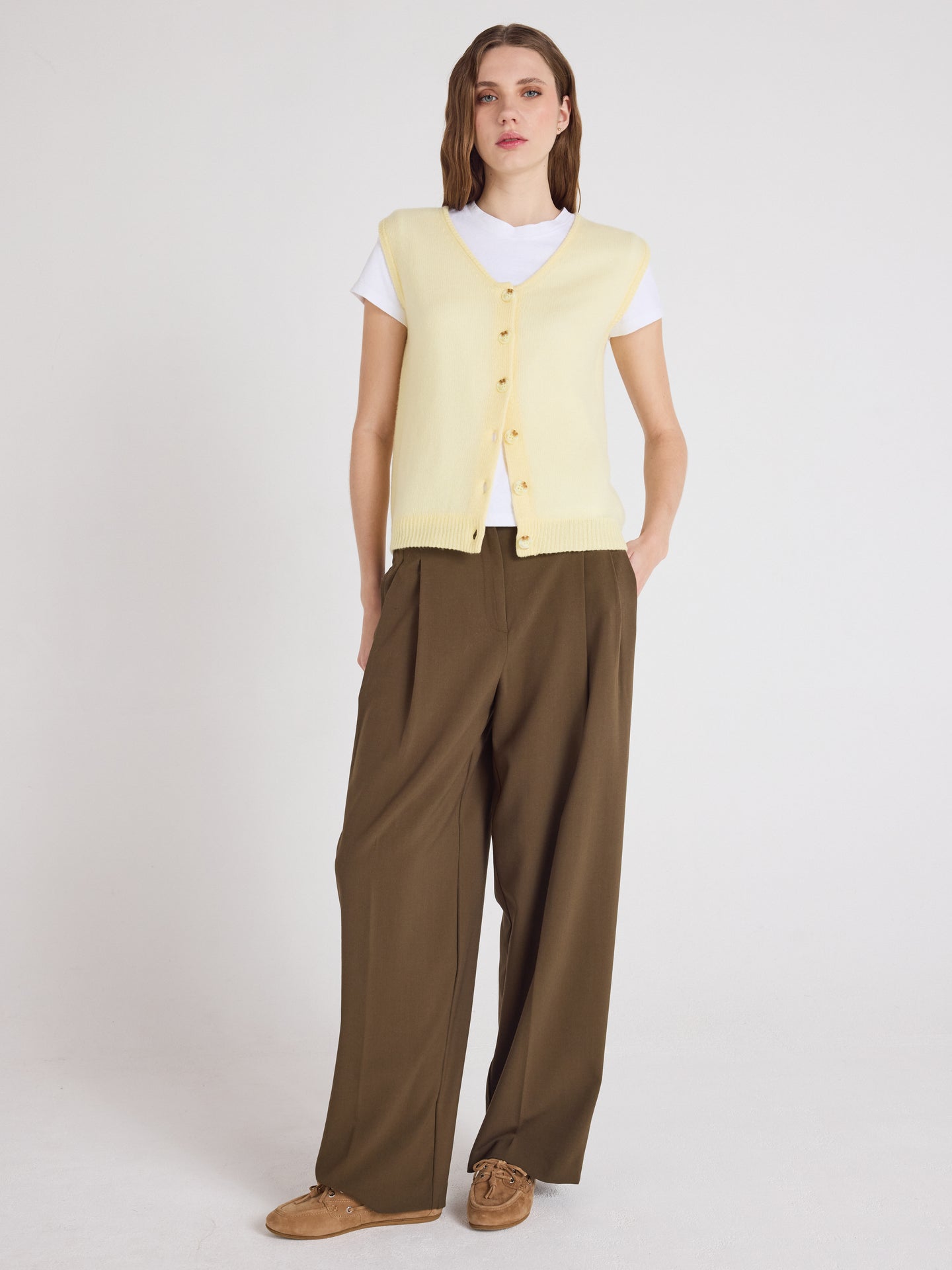 tayler - Gilet 100% cachemire - limelight