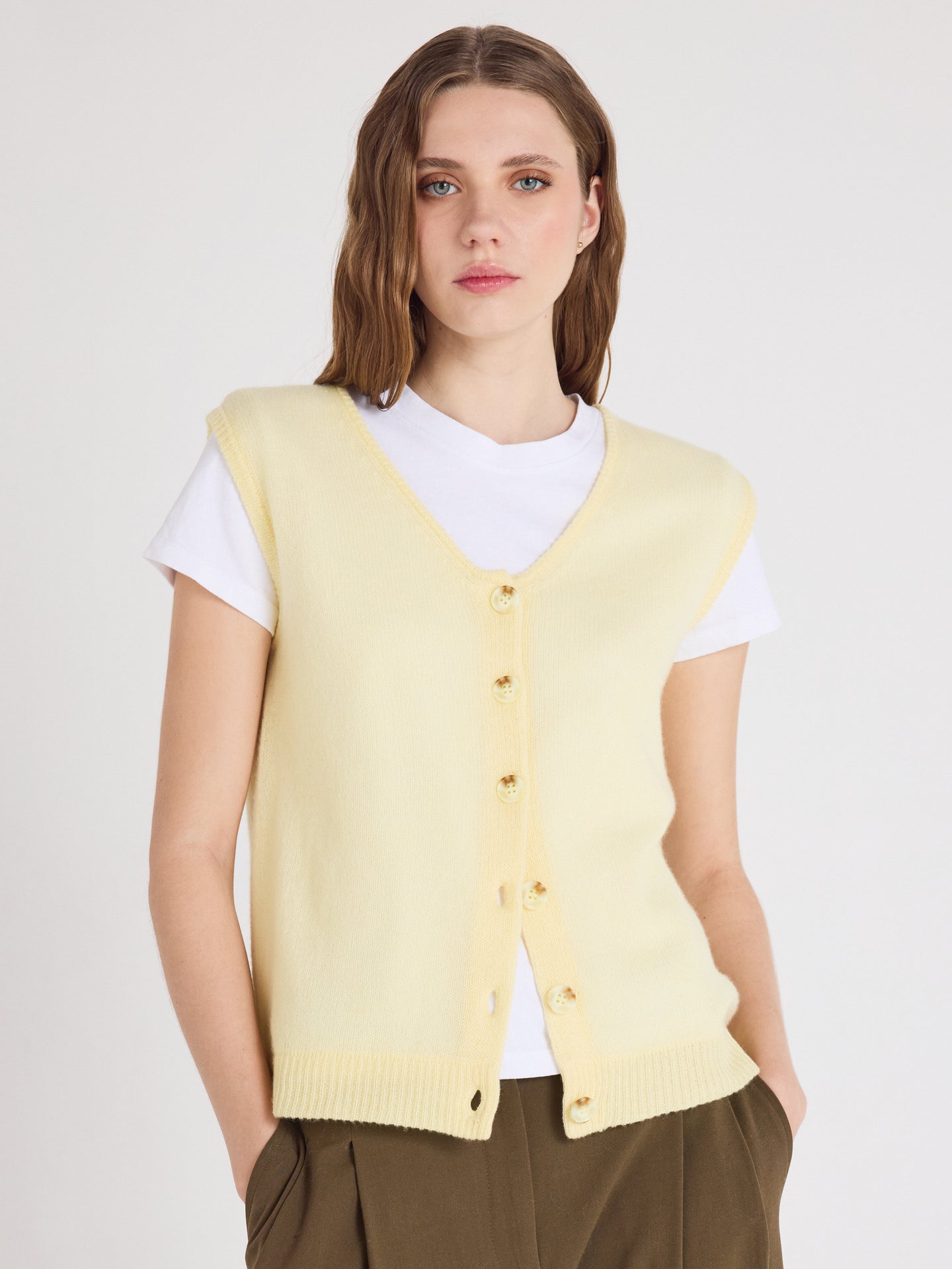 tayler - Gilet 100% cachemire - limelight