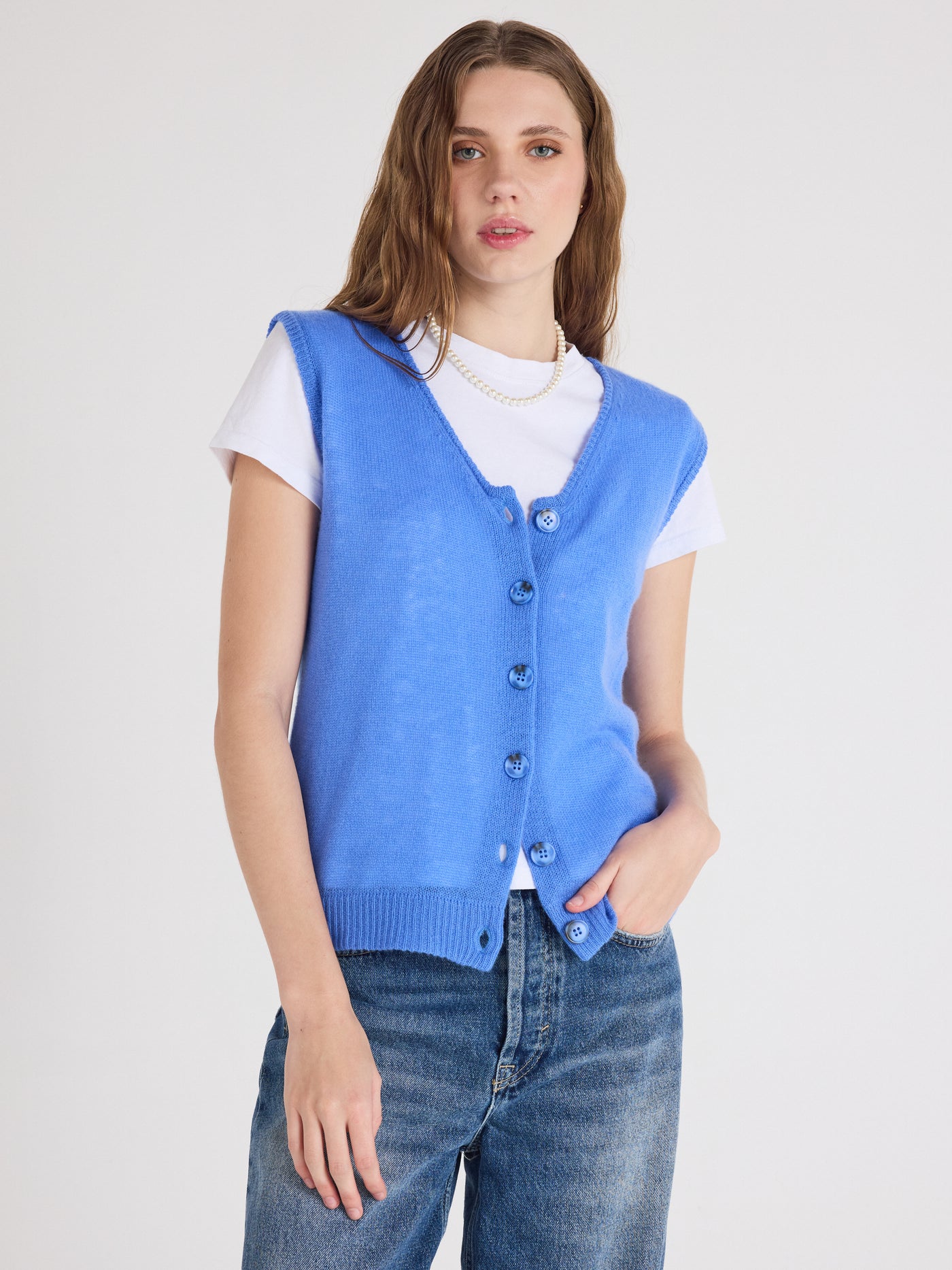 tayler - Gilet 100% cachemire - marina blue