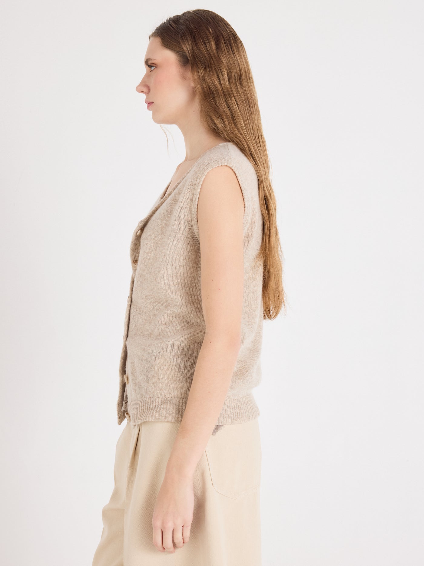 tayler - Gilet 100% cachemire - oatmeal