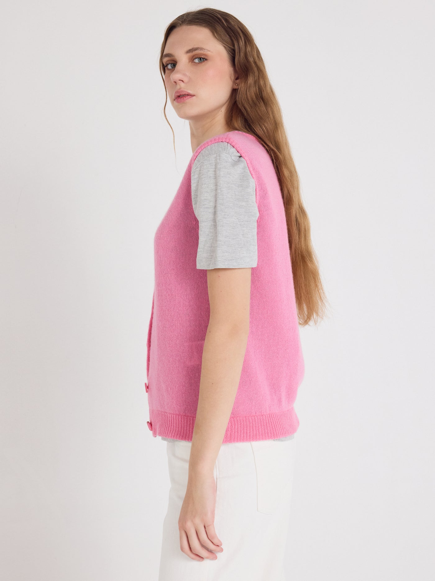 tayler - Gilet 100% cachemire - rosebloom