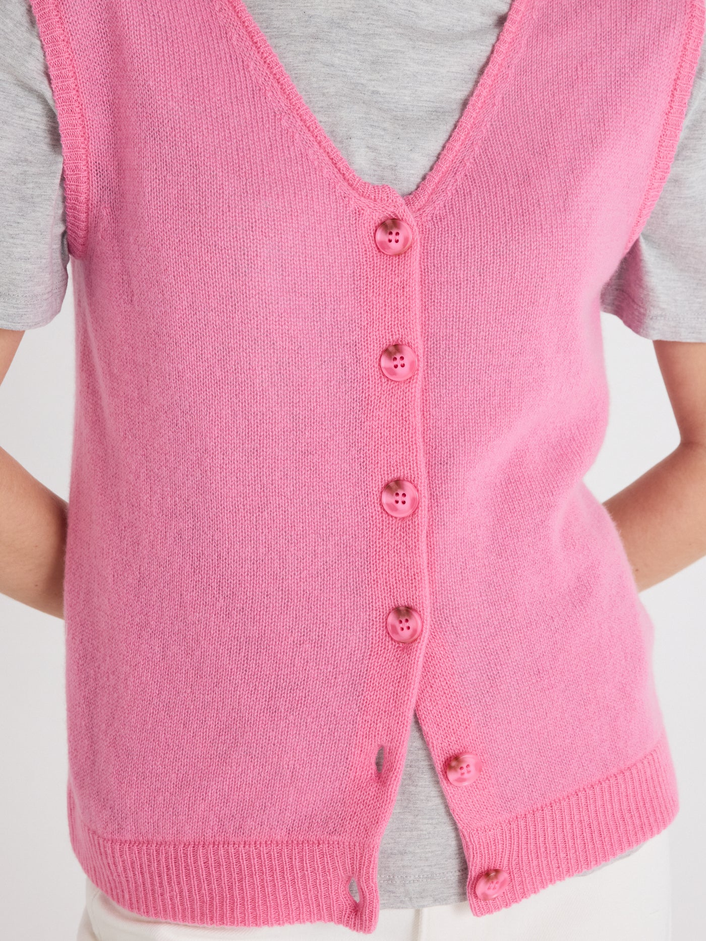 tayler - Gilet 100% cachemire - rosebloom