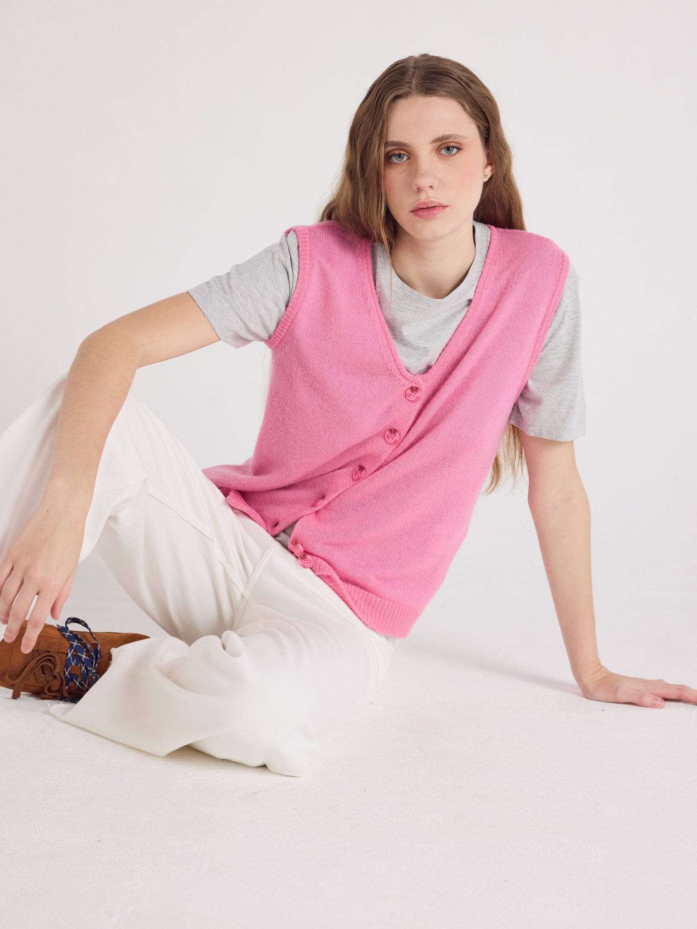 tayler - Gilet 100% cachemire - rosebloom