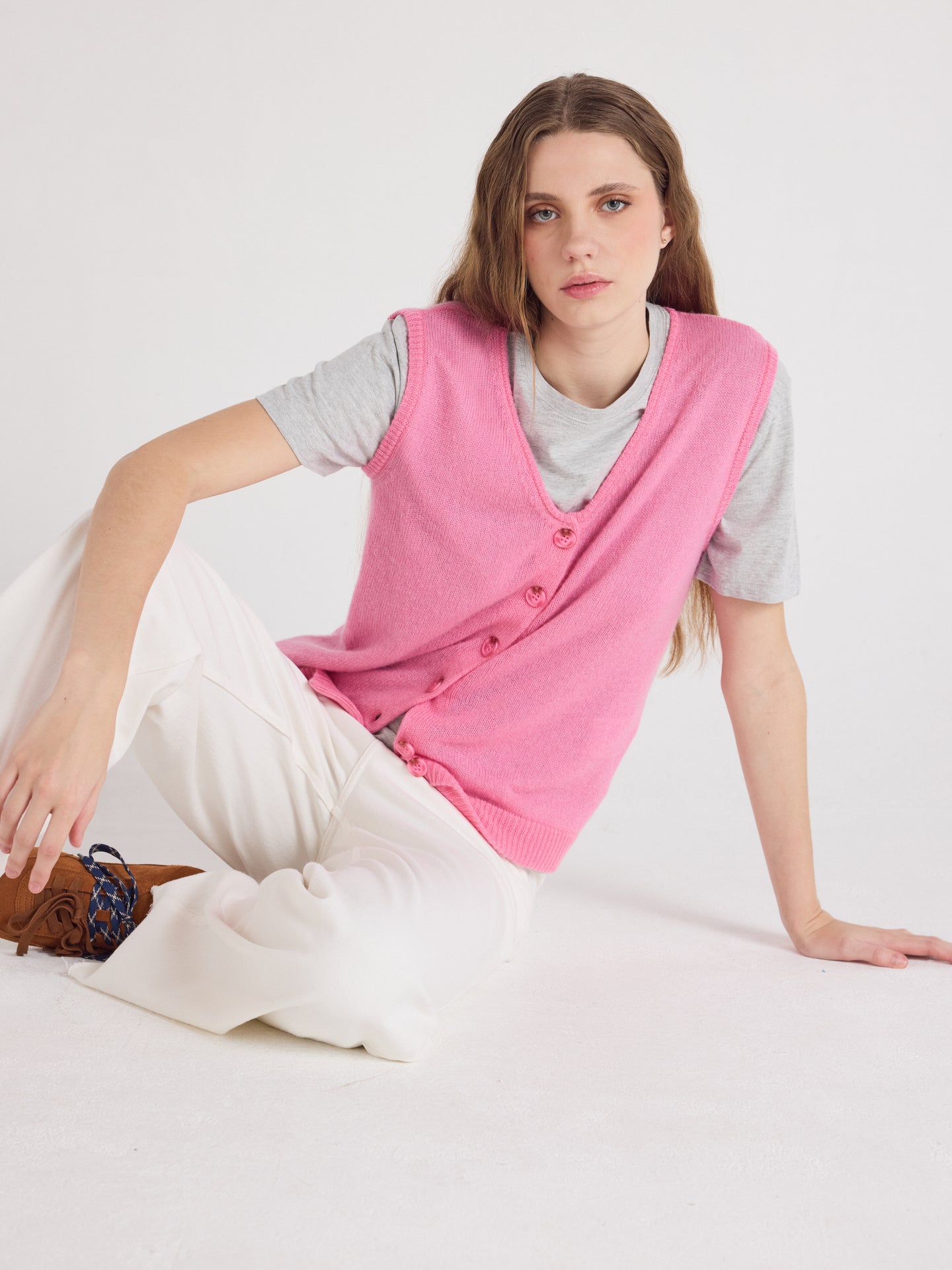 tayler - Gilet 100% cachemire - rosebloom