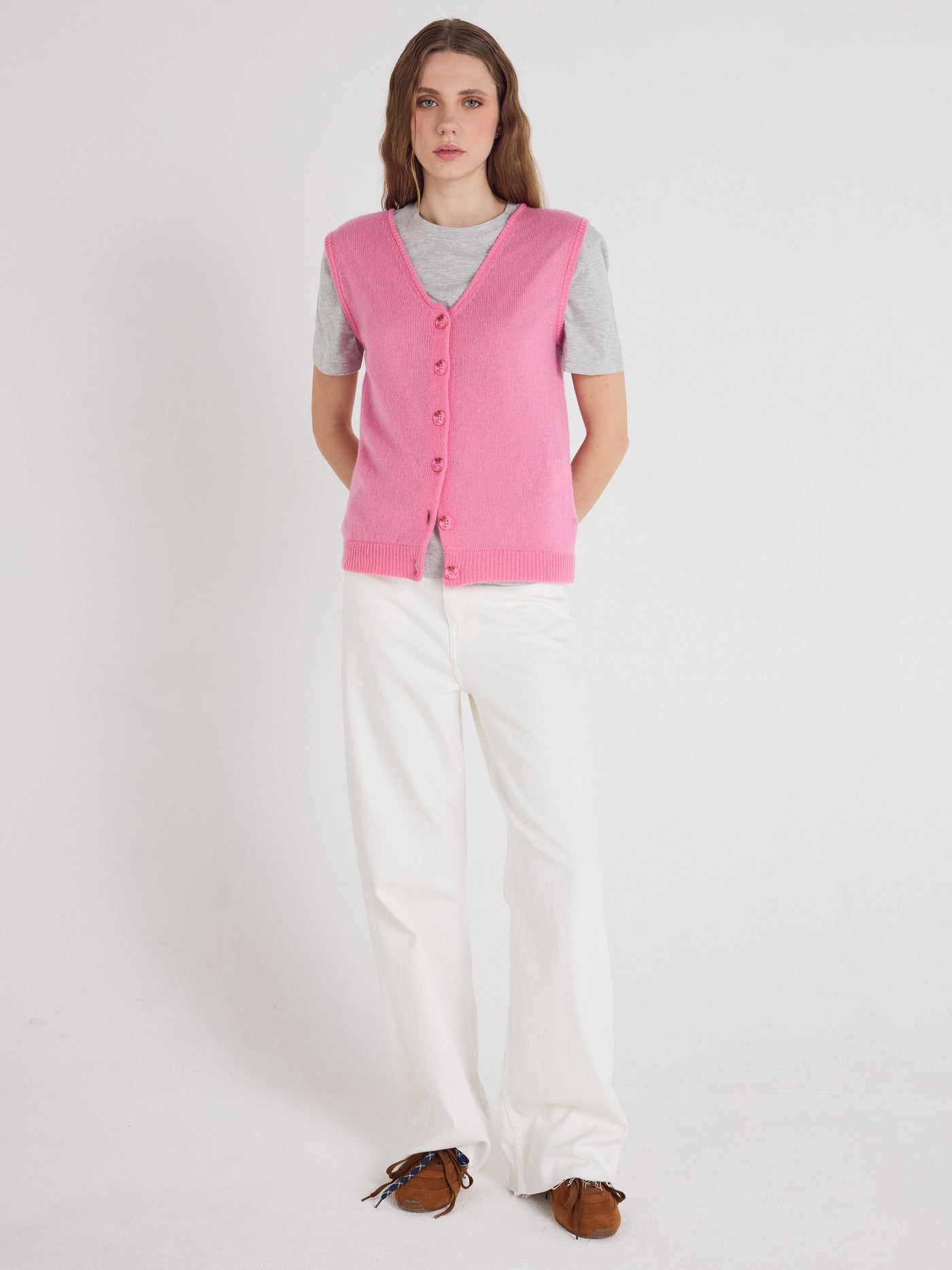 tayler - Gilet 100% cachemire - rosebloom