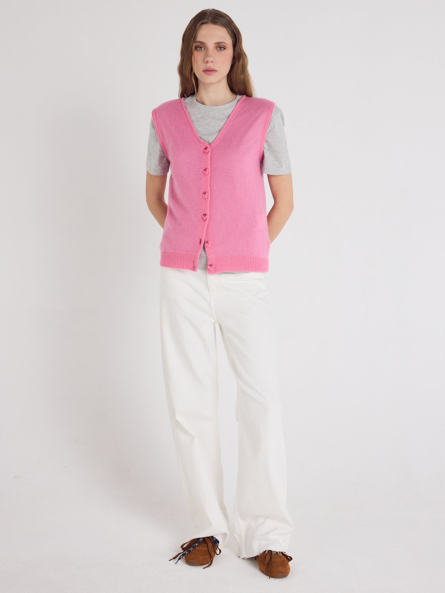 tayler - Gilet 100% cachemire - rosebloom