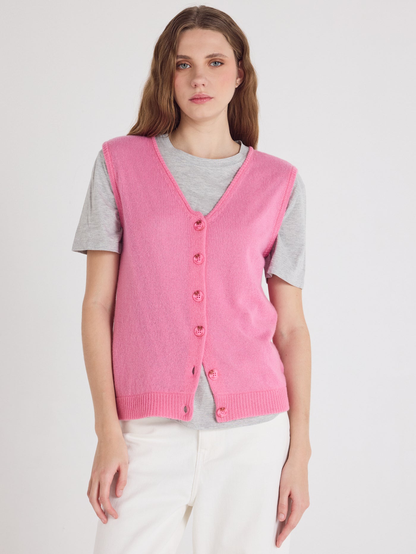tayler - Gilet 100% cachemire - rosebloom
