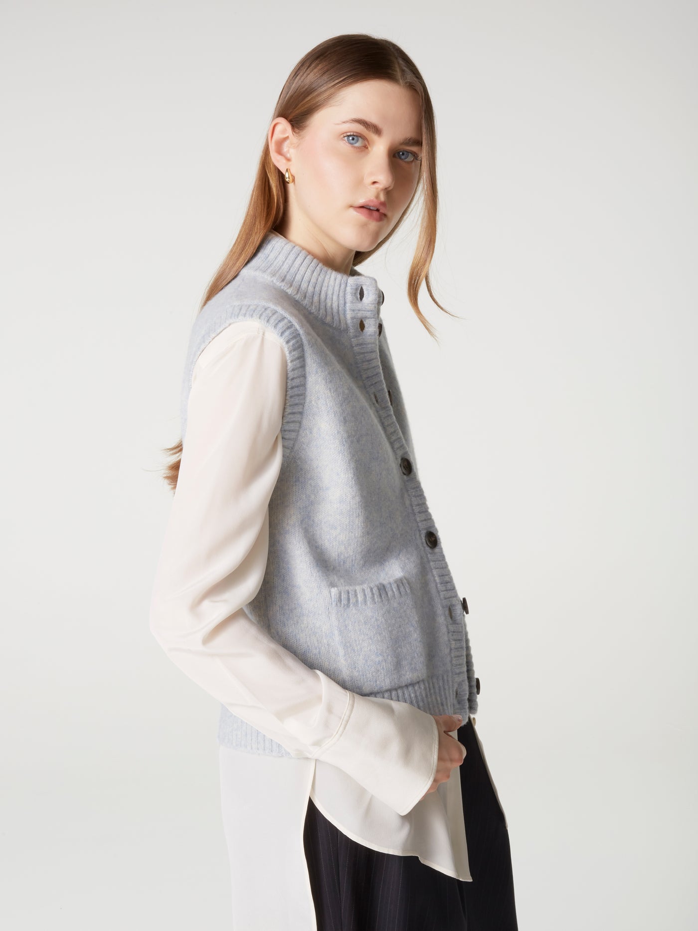 gilet alanis - Laine coton - baby blue