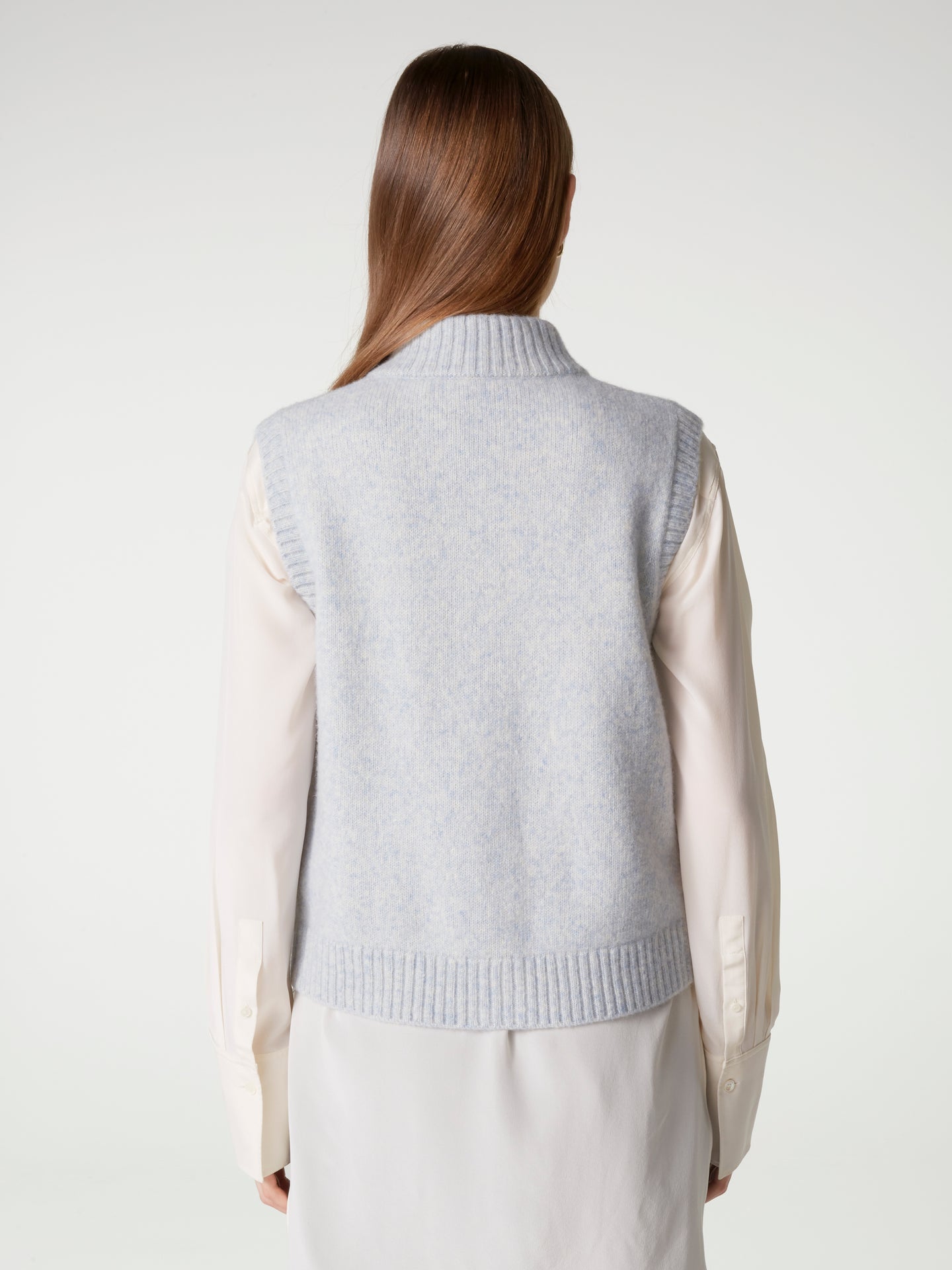Strickjacke Alanis - Wolle Baumwolle - Babyblau