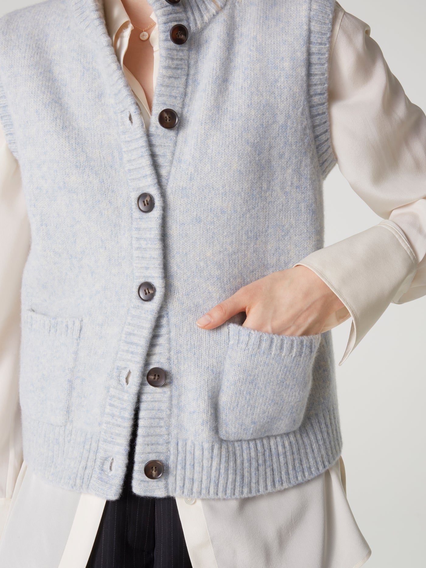 gilet alanis - Laine coton - baby blue