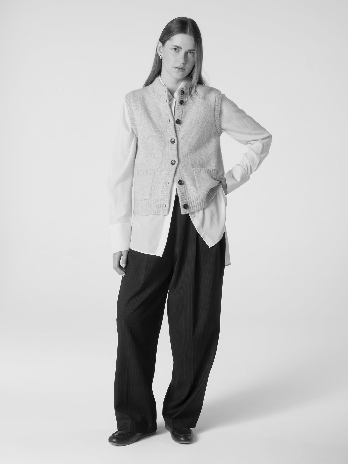 gilet alanis - Laine coton - brownie