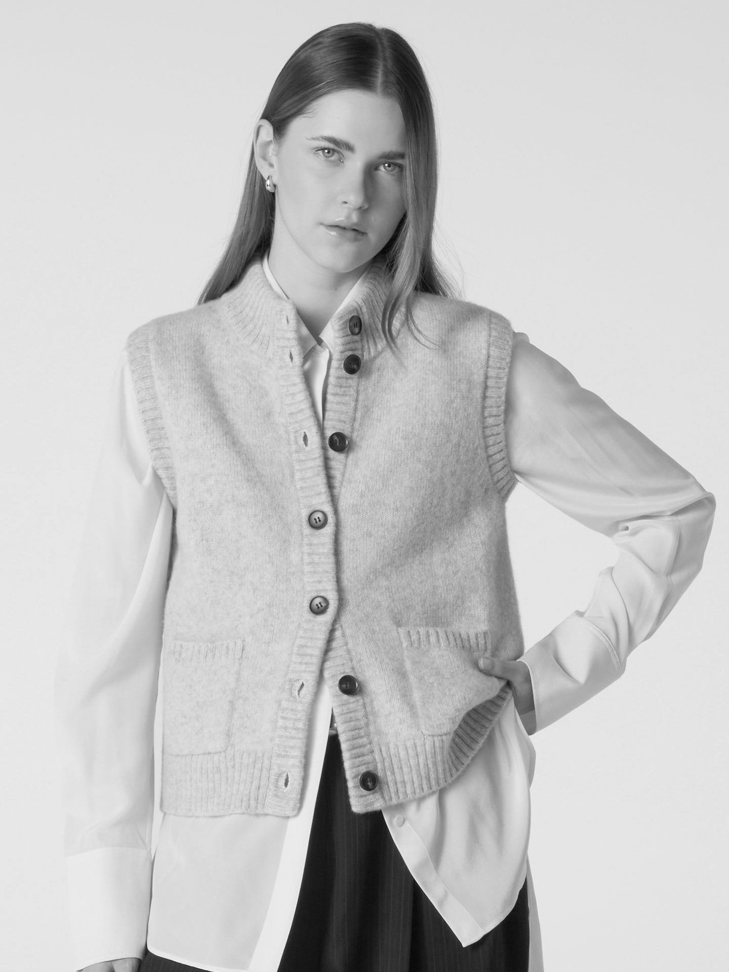 gilet alanis - Laine coton - brownie