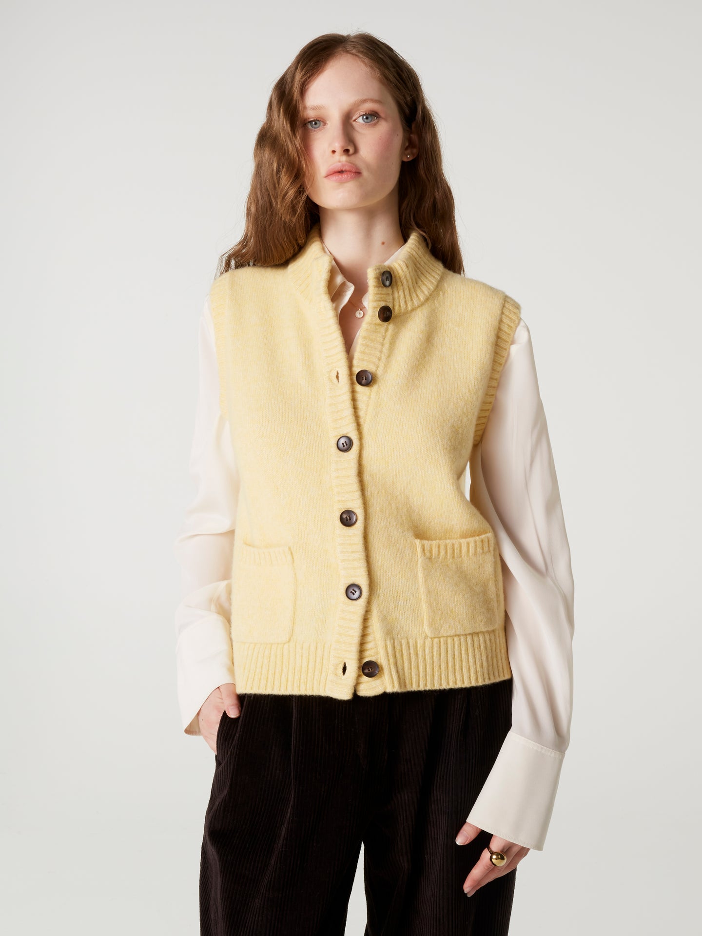 gilet alanis - Laine coton - light yellow