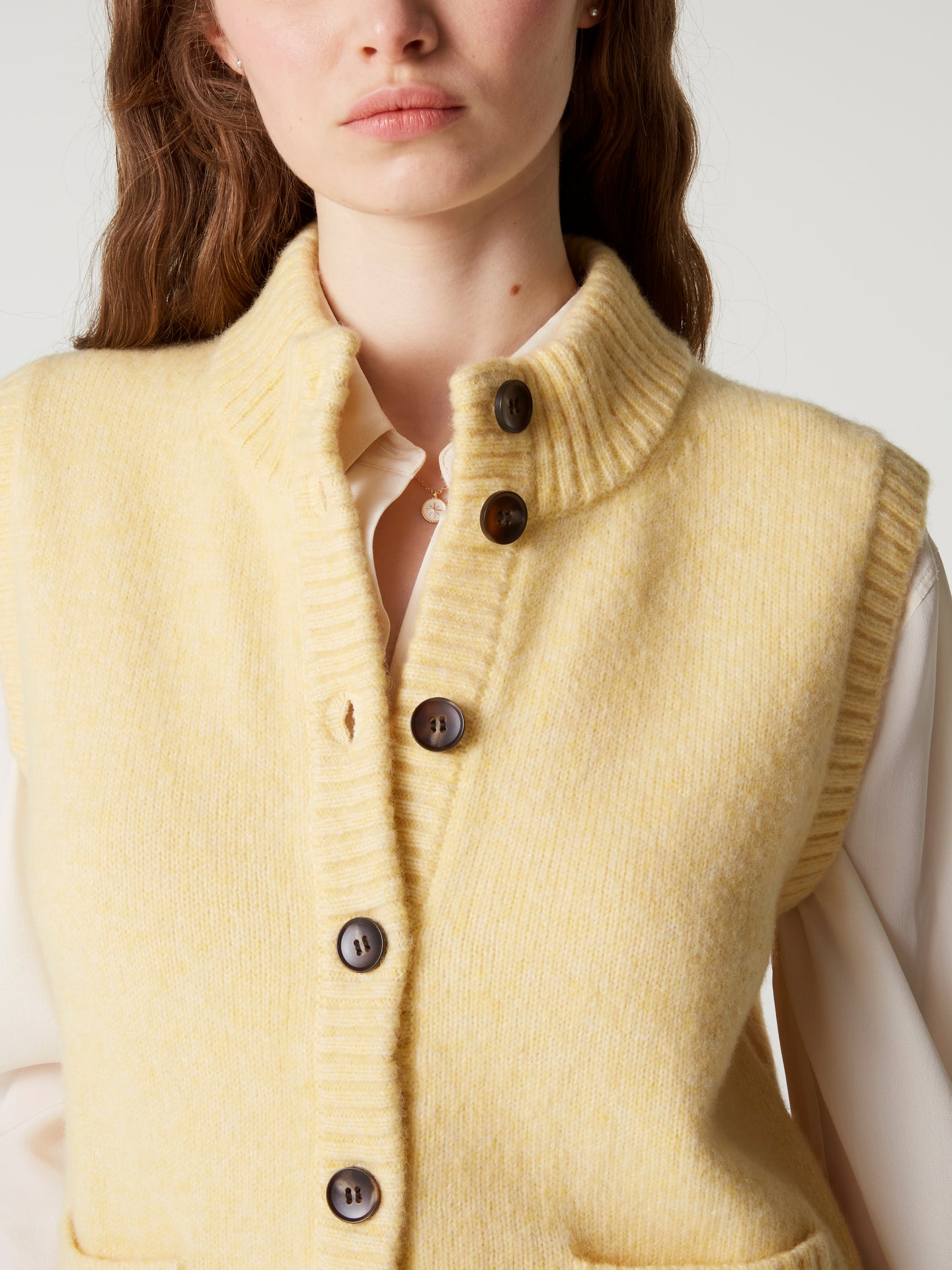 gilet alanis - Laine coton - light yellow