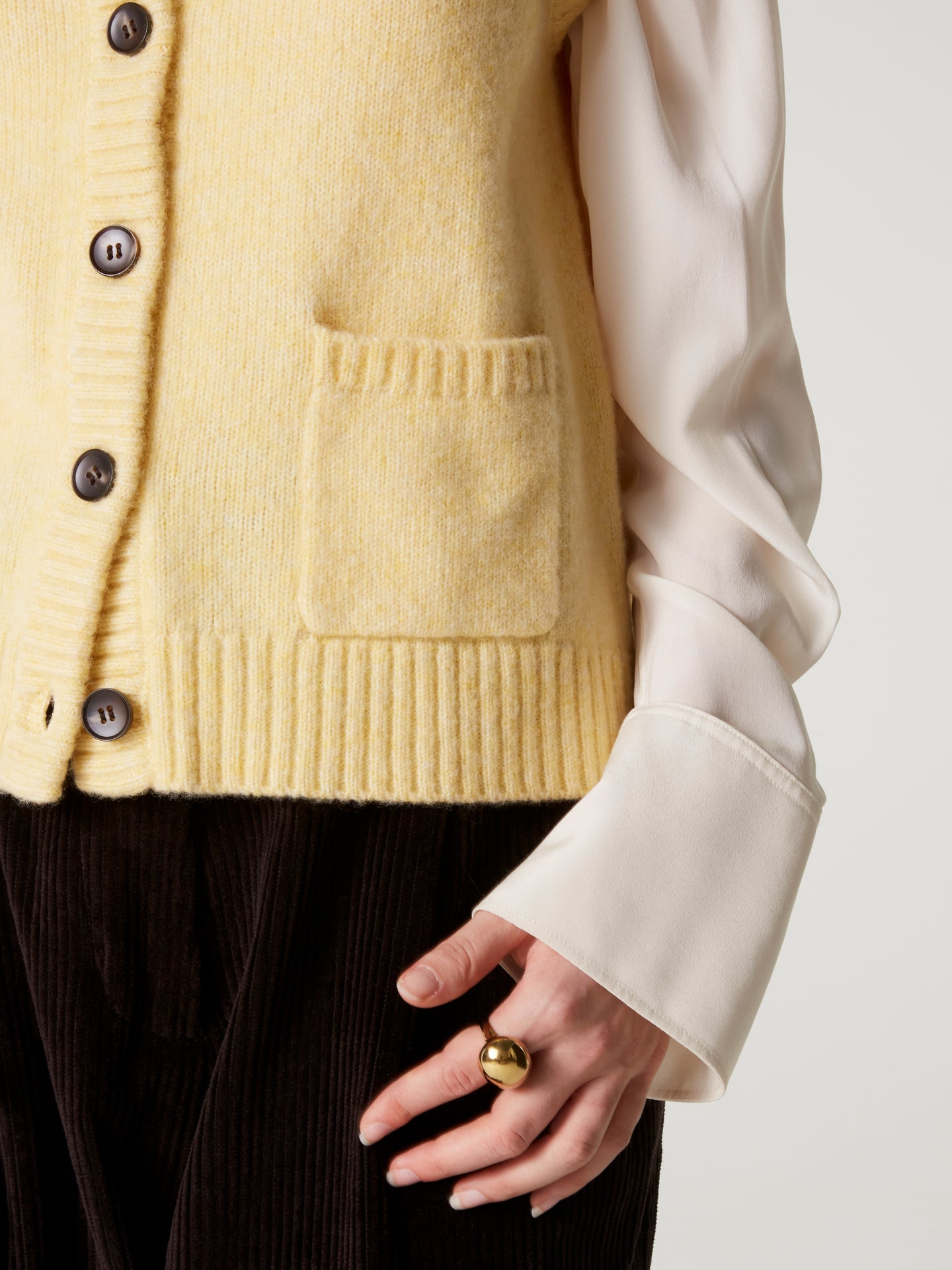 gilet alanis - Laine coton - light yellow