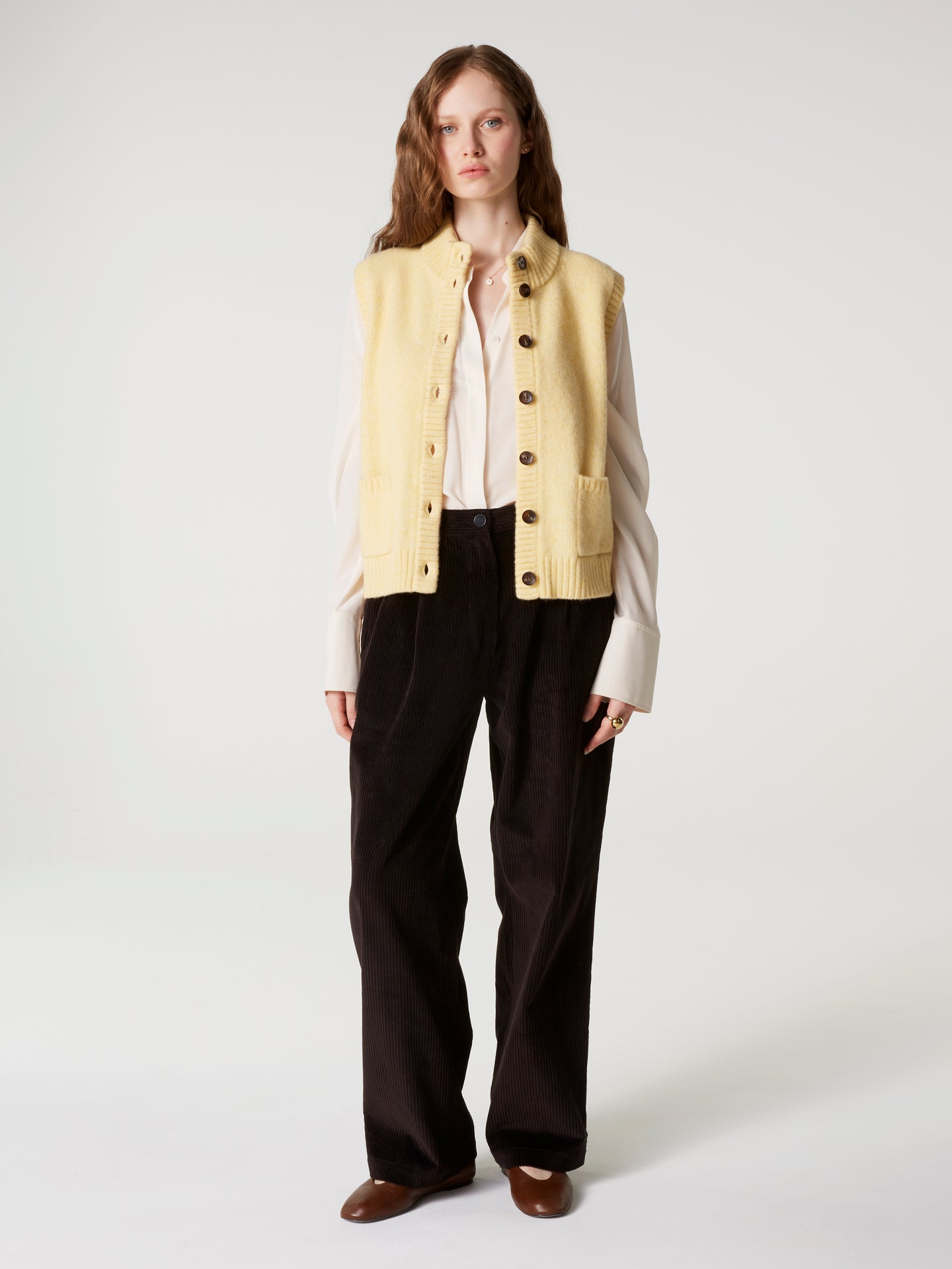 gilet alanis - Laine coton - light yellow
