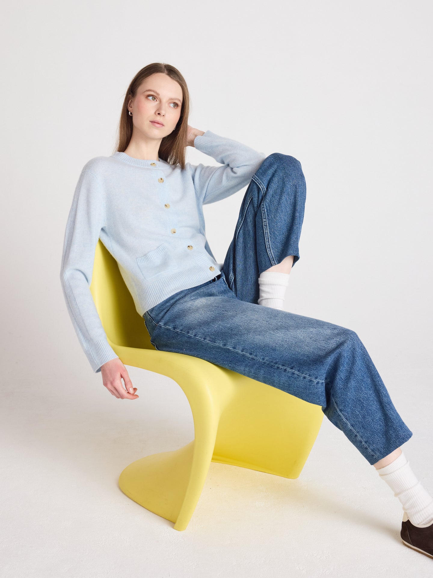 Riley - Strickjacke aus 100 % Kaschmir - heathered sky