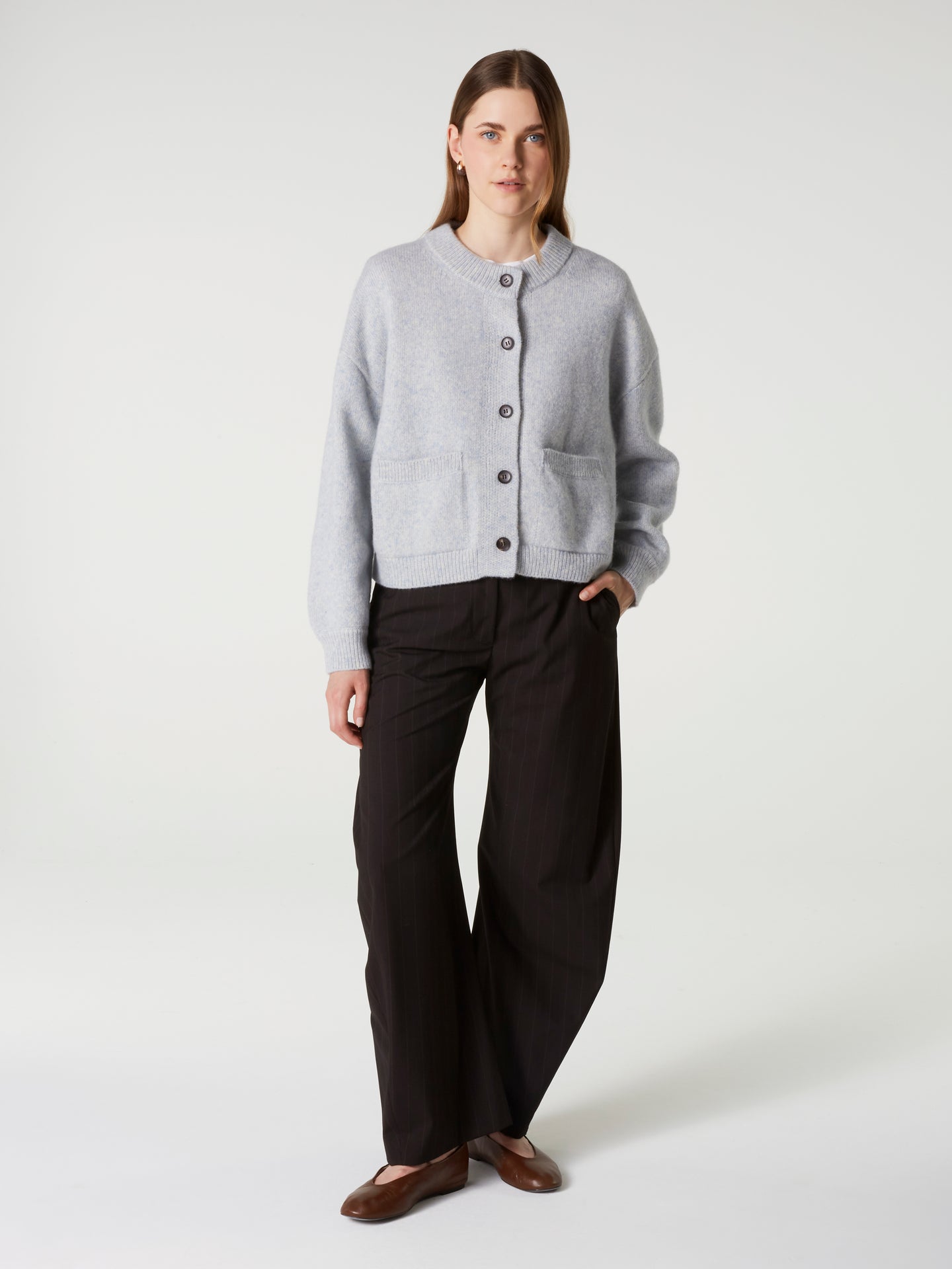 veste wendy - Wolle Baumwolle - Babyblau