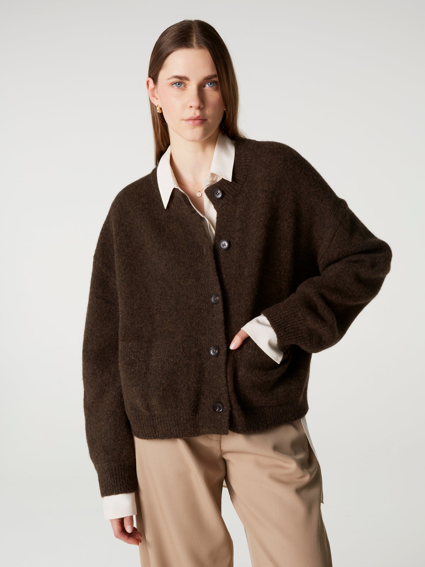 veste wendy - Laine coton - brownie