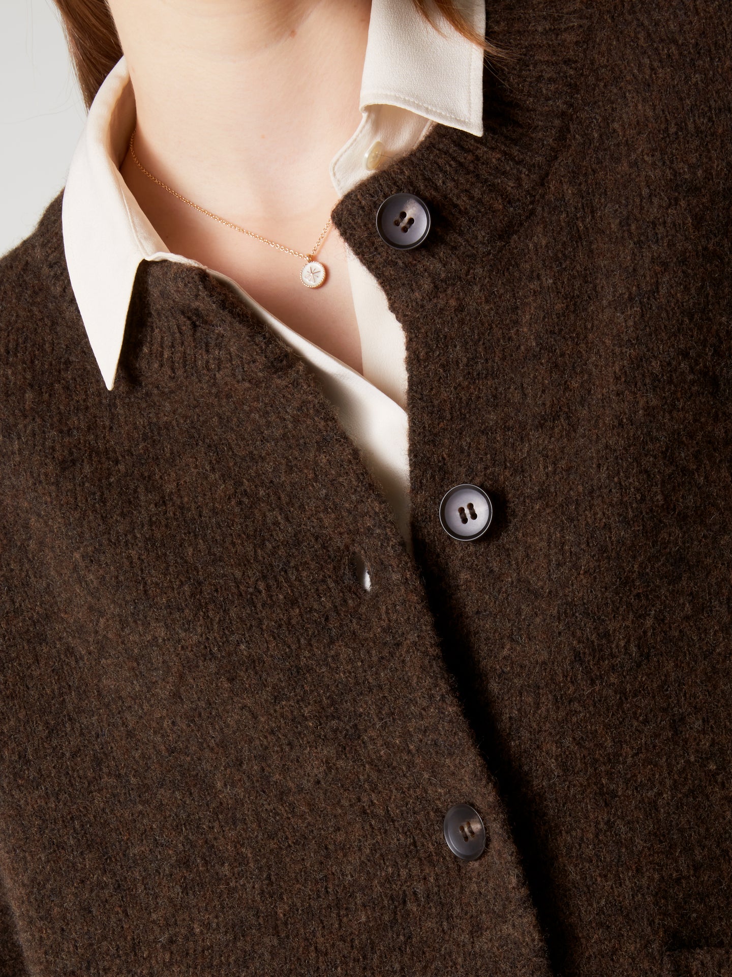 Jacke Wendy - Wolle Baumwolle - brownie
