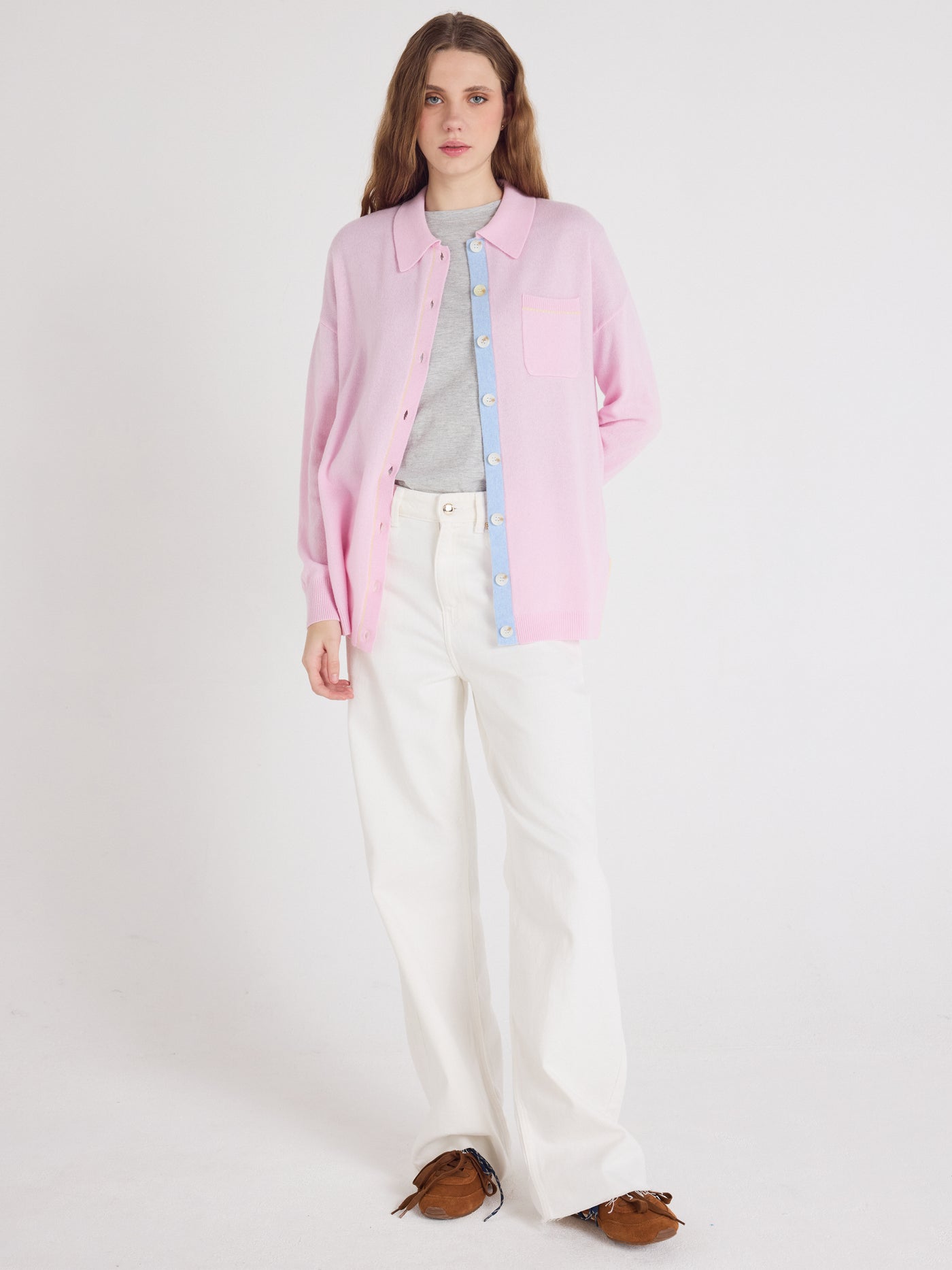 dayna - Cardigan 100% cachemire - cherry blossom