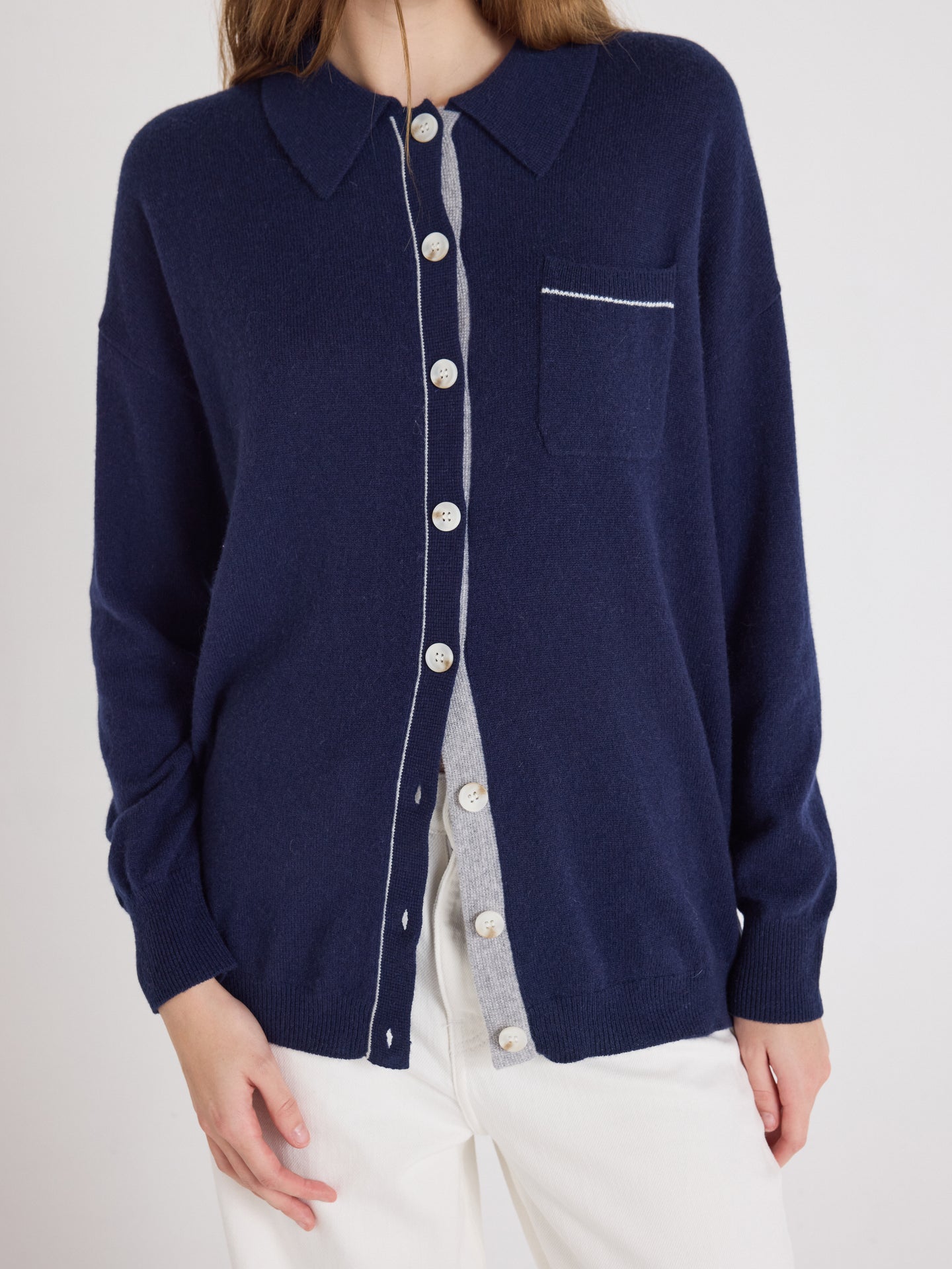 dayna - Cardigan 100% cachemire - navy
