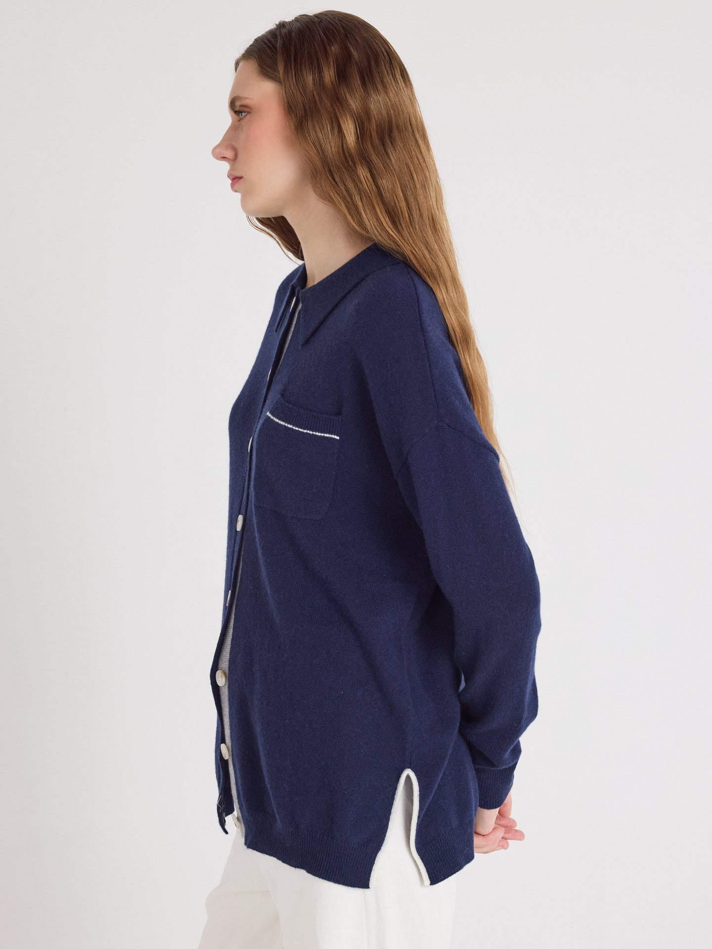 Dayna - Strickjacke aus 100 % Kaschmir - Navy