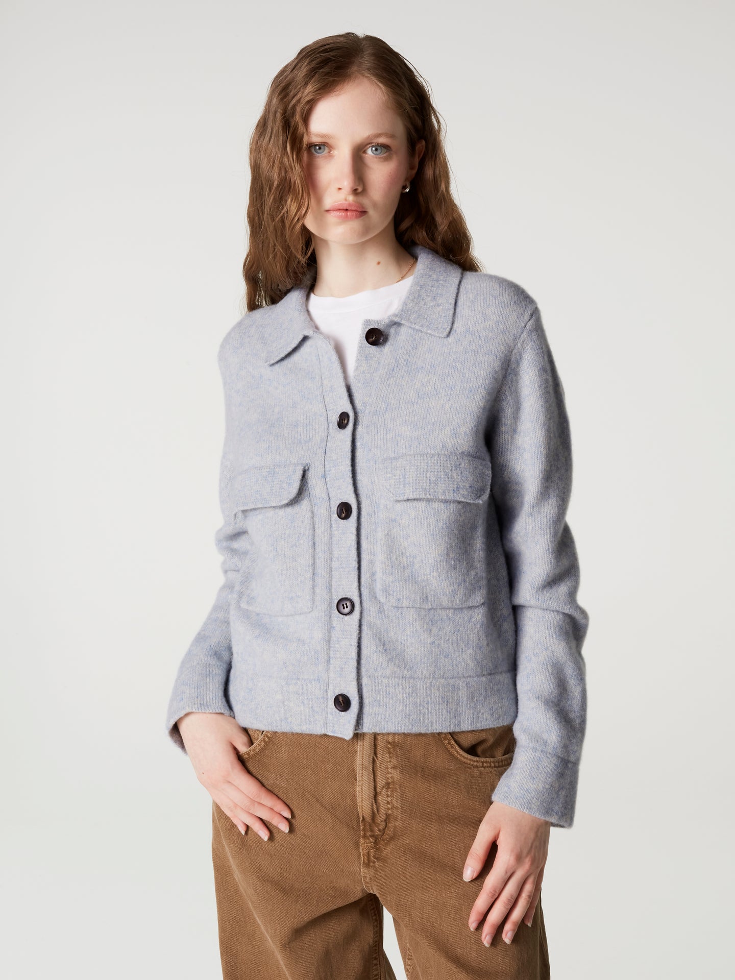 Jacke Maiwen - Wolle Baumwolle - Babyblau