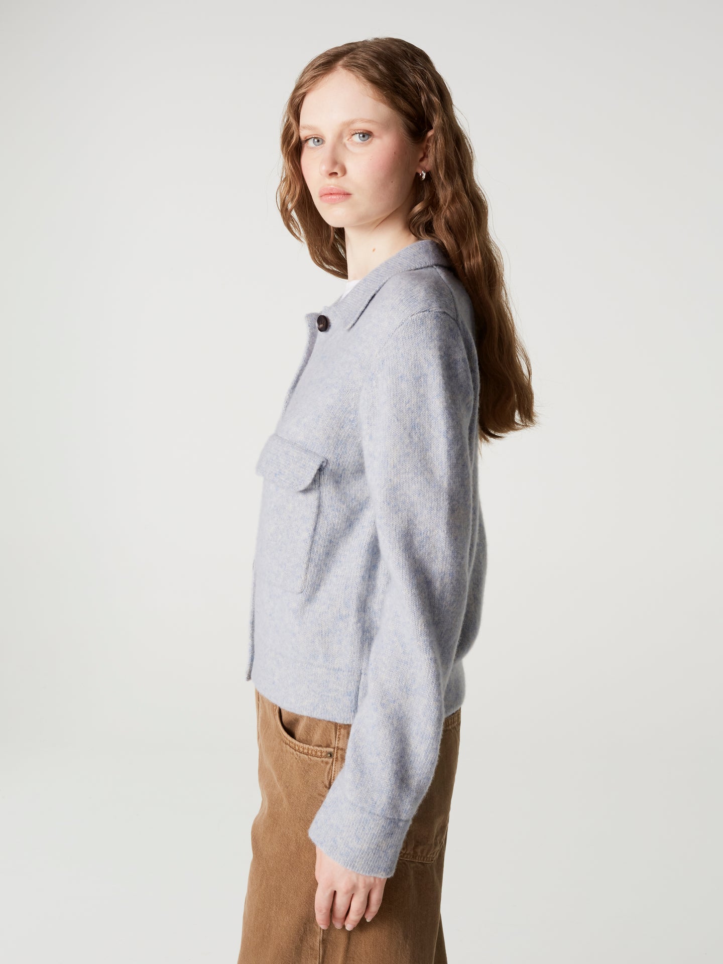 Jacke Maiwen - Wolle Baumwolle - Babyblau