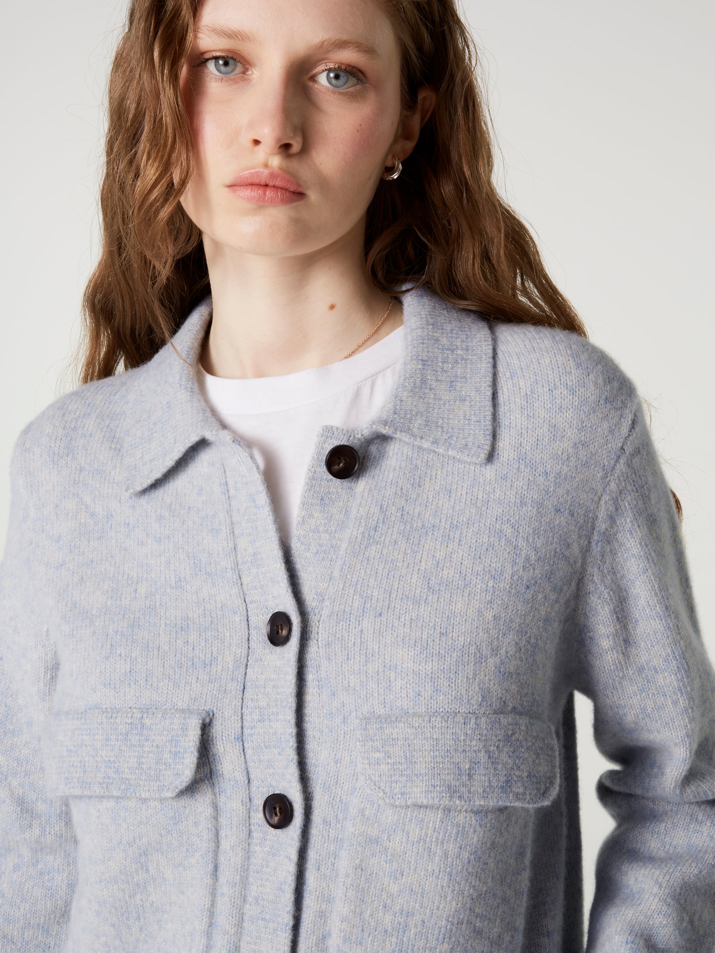 Jacke Maiwen - Wolle Baumwolle - Babyblau