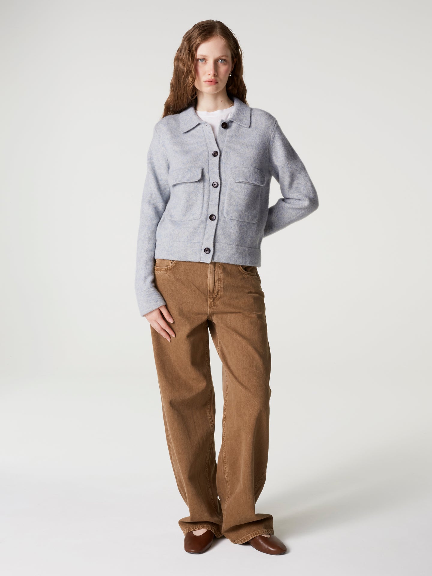 Jacke Maiwen - Wolle Baumwolle - Babyblau