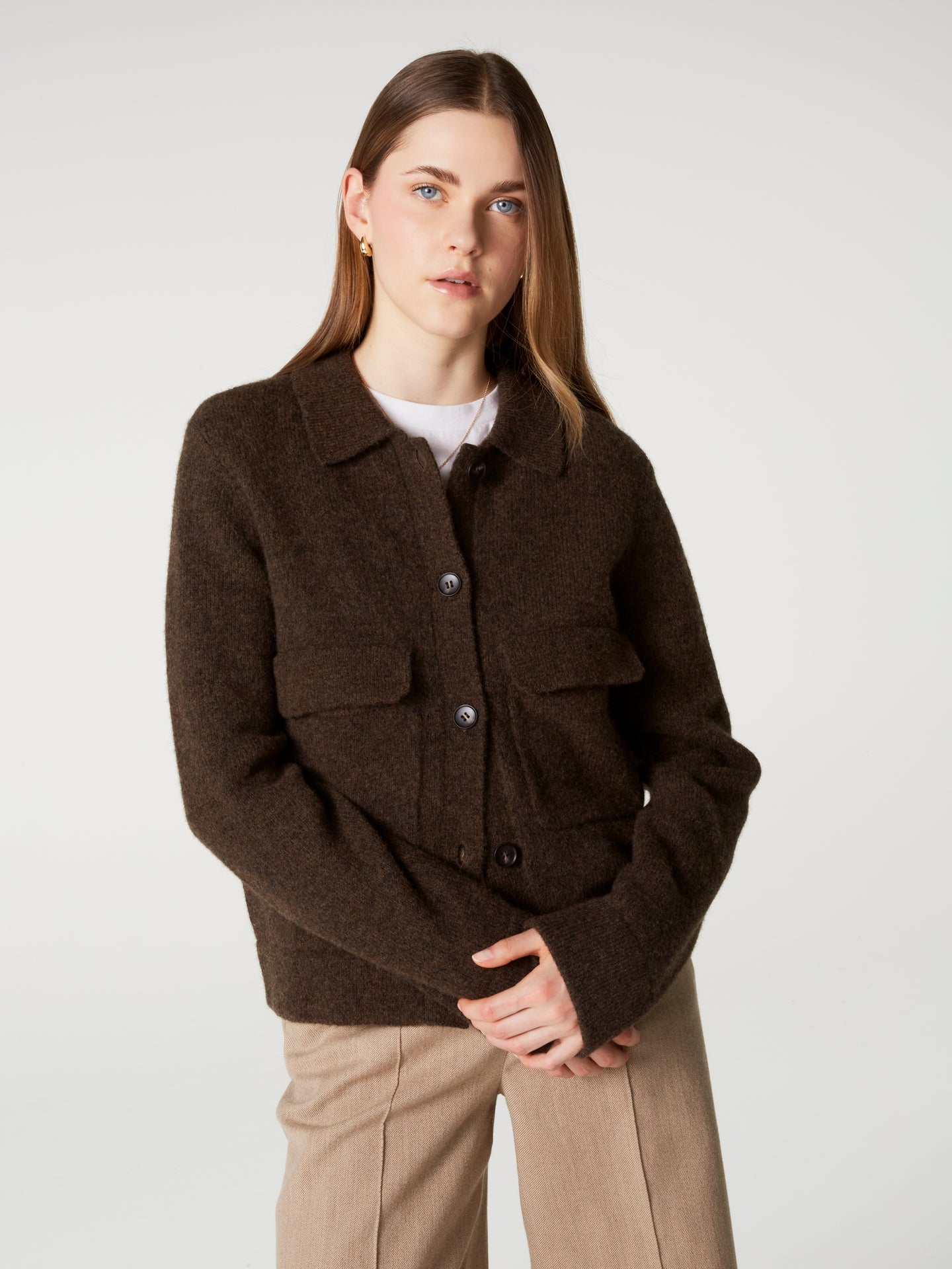 Jacke Maiwen - Wolle-Baumwolle - brownie
