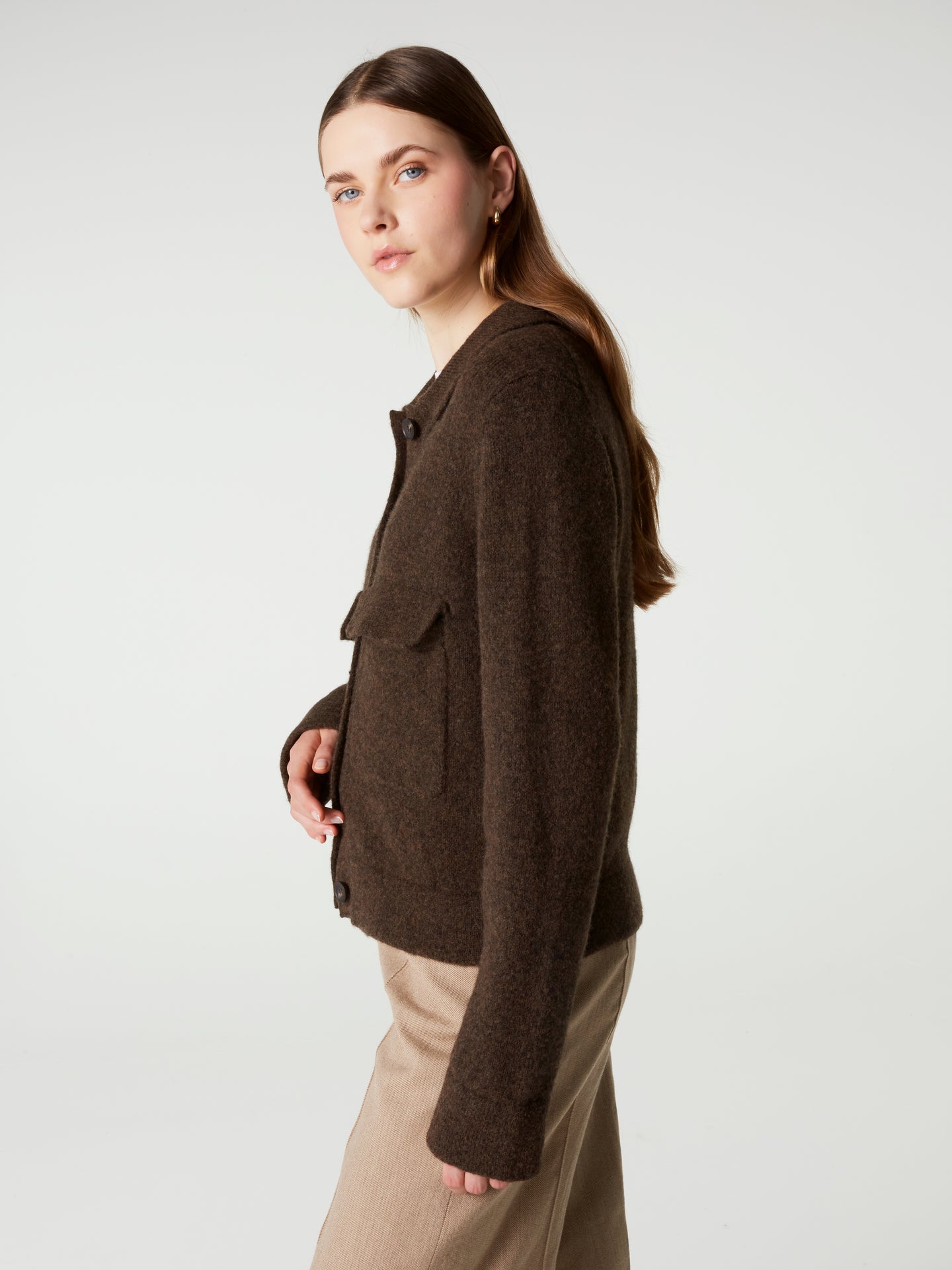 Jacke Maiwen - Wolle-Baumwolle - brownie