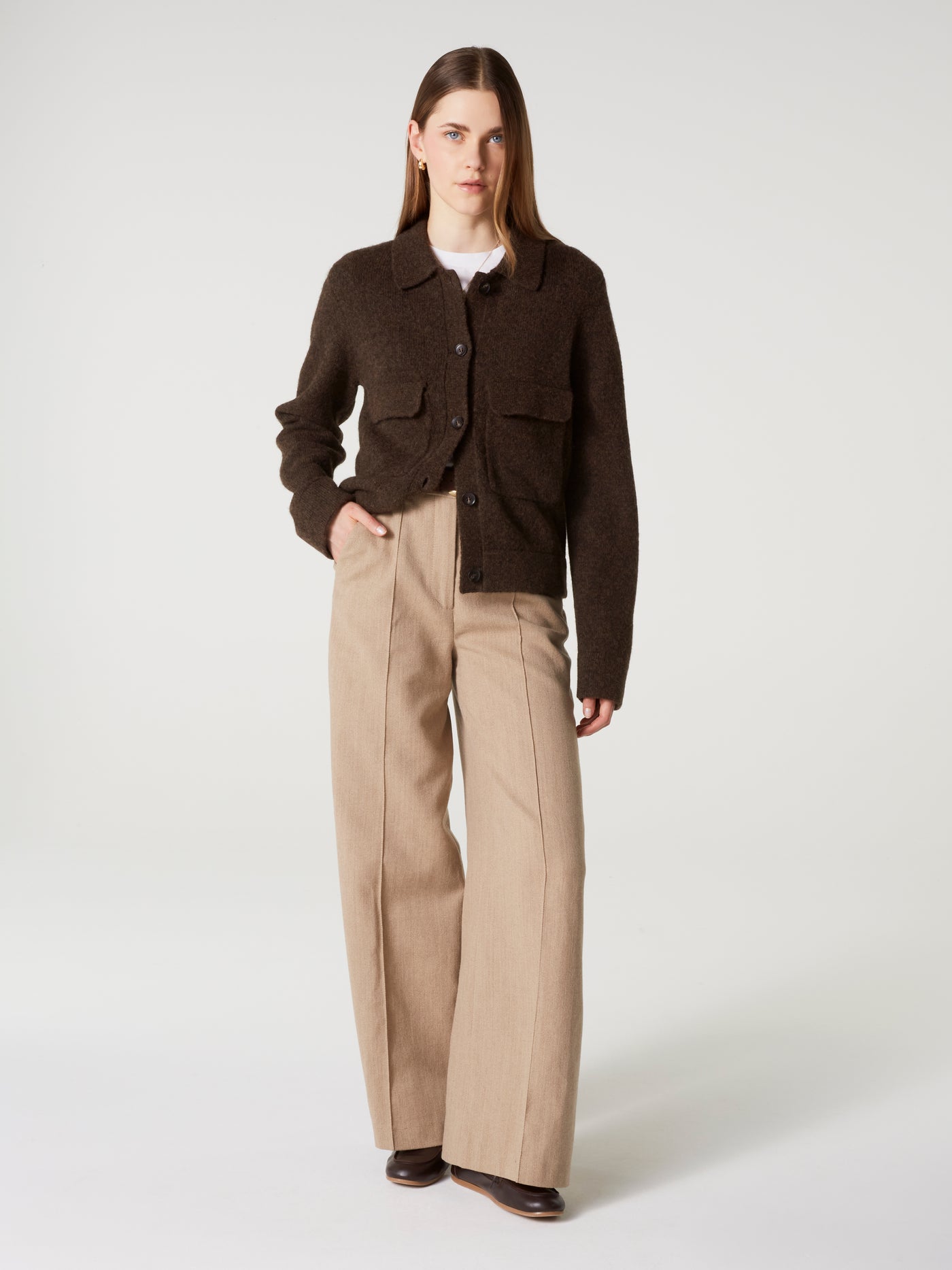 Jacke Maiwen - Wolle-Baumwolle - brownie