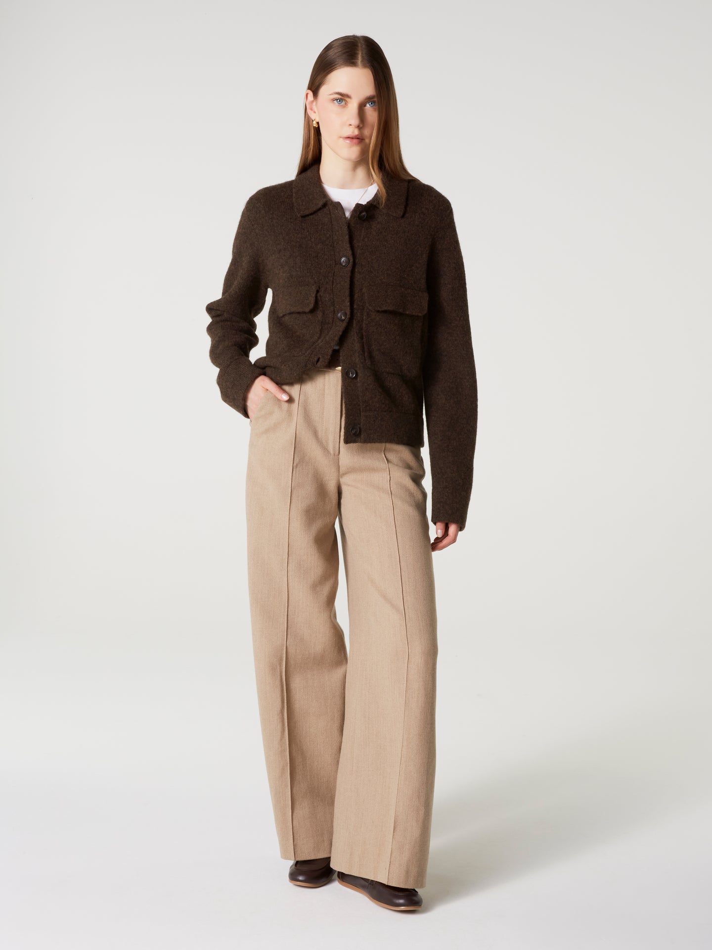Jacke Maiwen - Wolle-Baumwolle - brownie