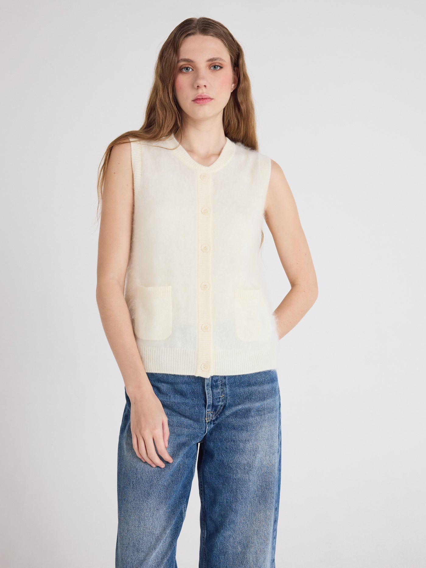 lana - Brushed cashmere cardigan - cream