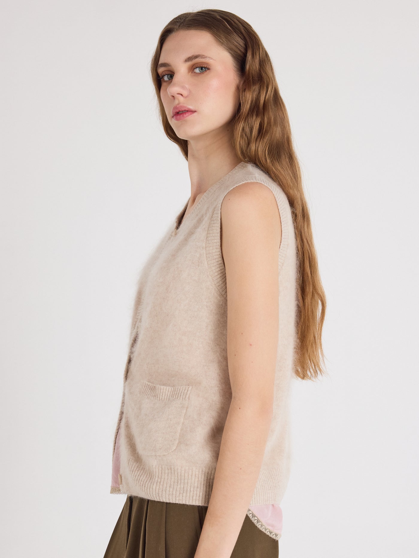 lana - Brushed cashmere cardigan - oat